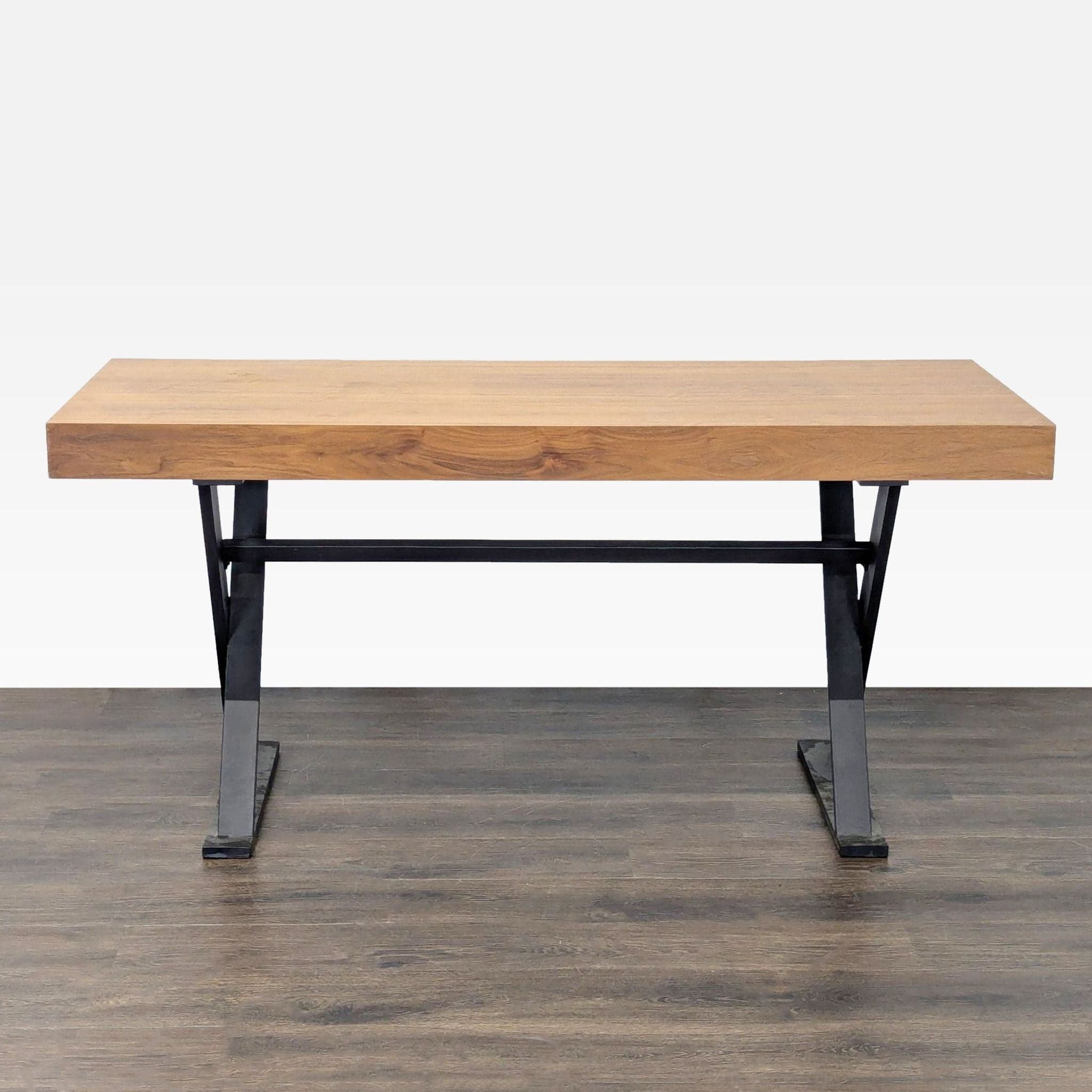 Moe's Industrial Style Desk with Solid Wood Top and Metal Legs - Image 1