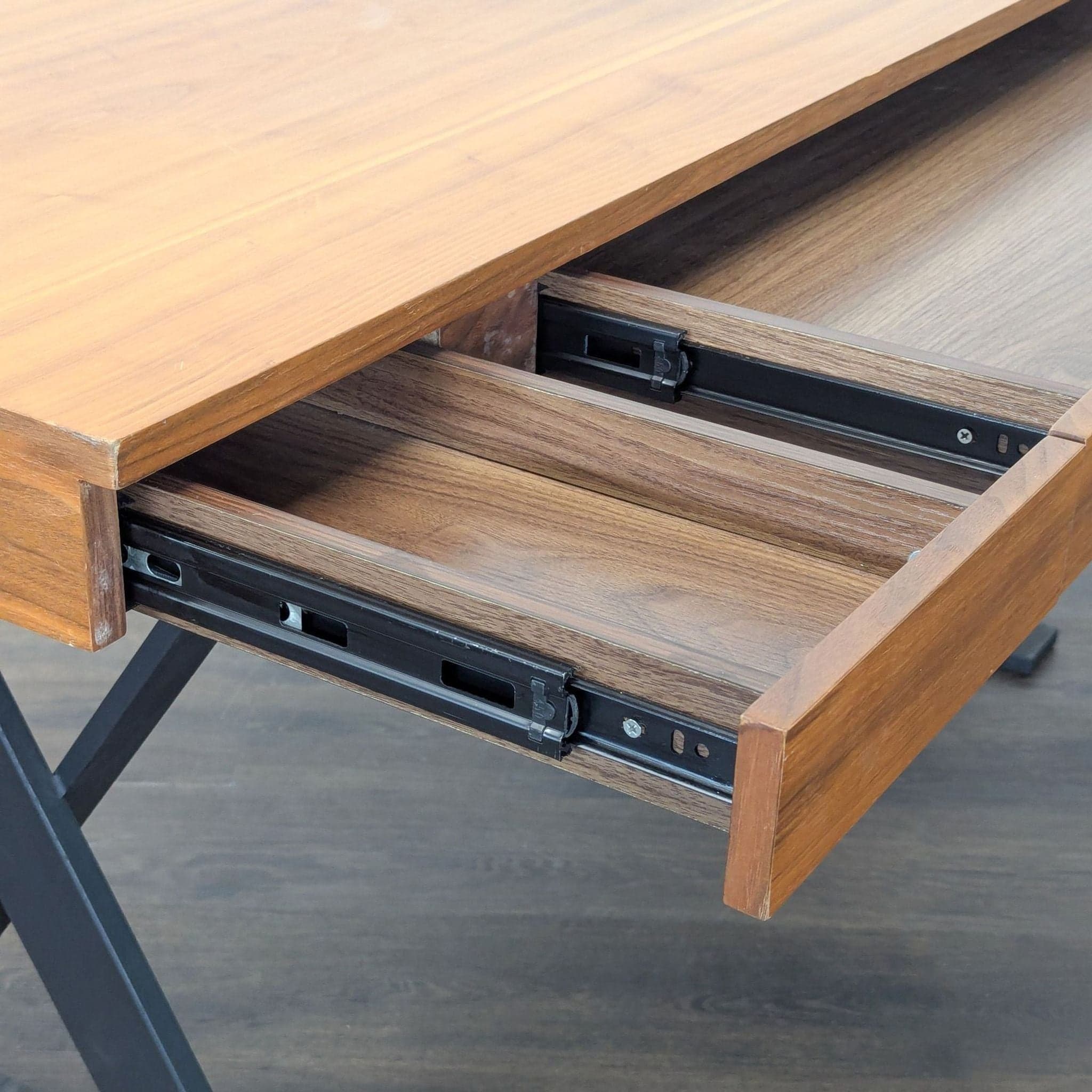 Moe's Industrial Style Desk with Solid Wood Top and Metal Legs - Thumbnail 6