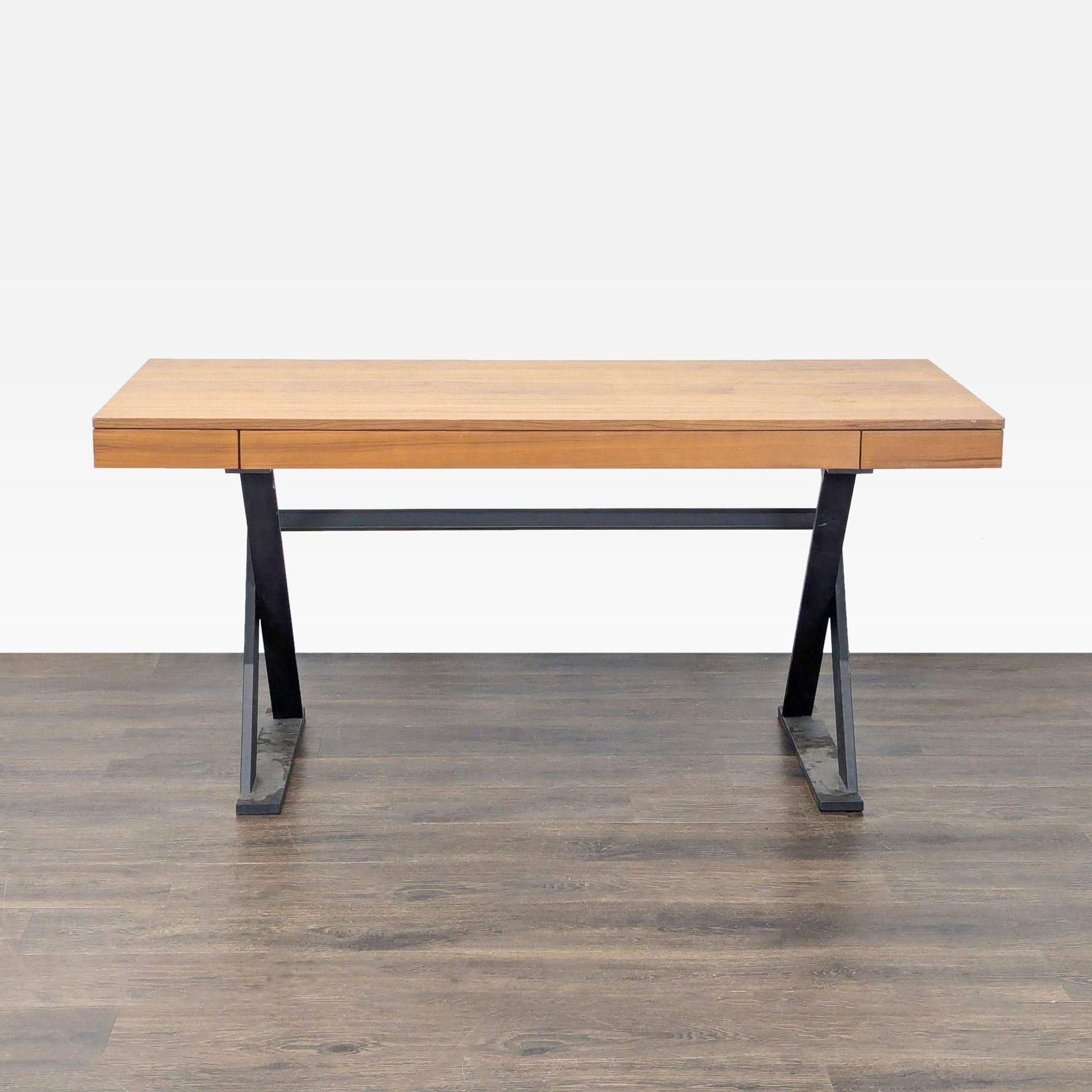 Moe's Industrial Style Desk with Solid Wood Top and Metal Legs - Thumbnail 11