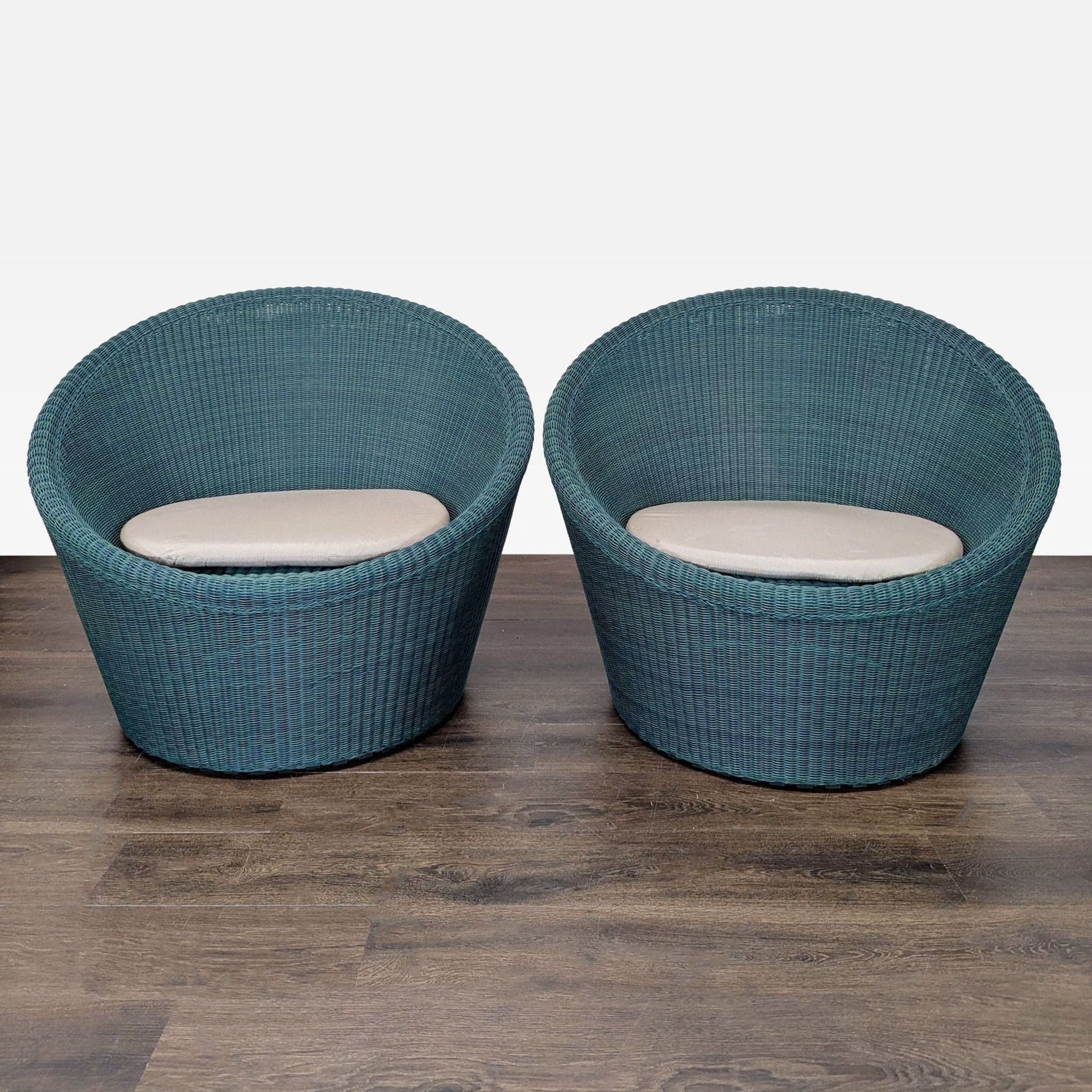 Crate and Barrel Calypso Woven Lounge Chairs Set of 2 - Image 1