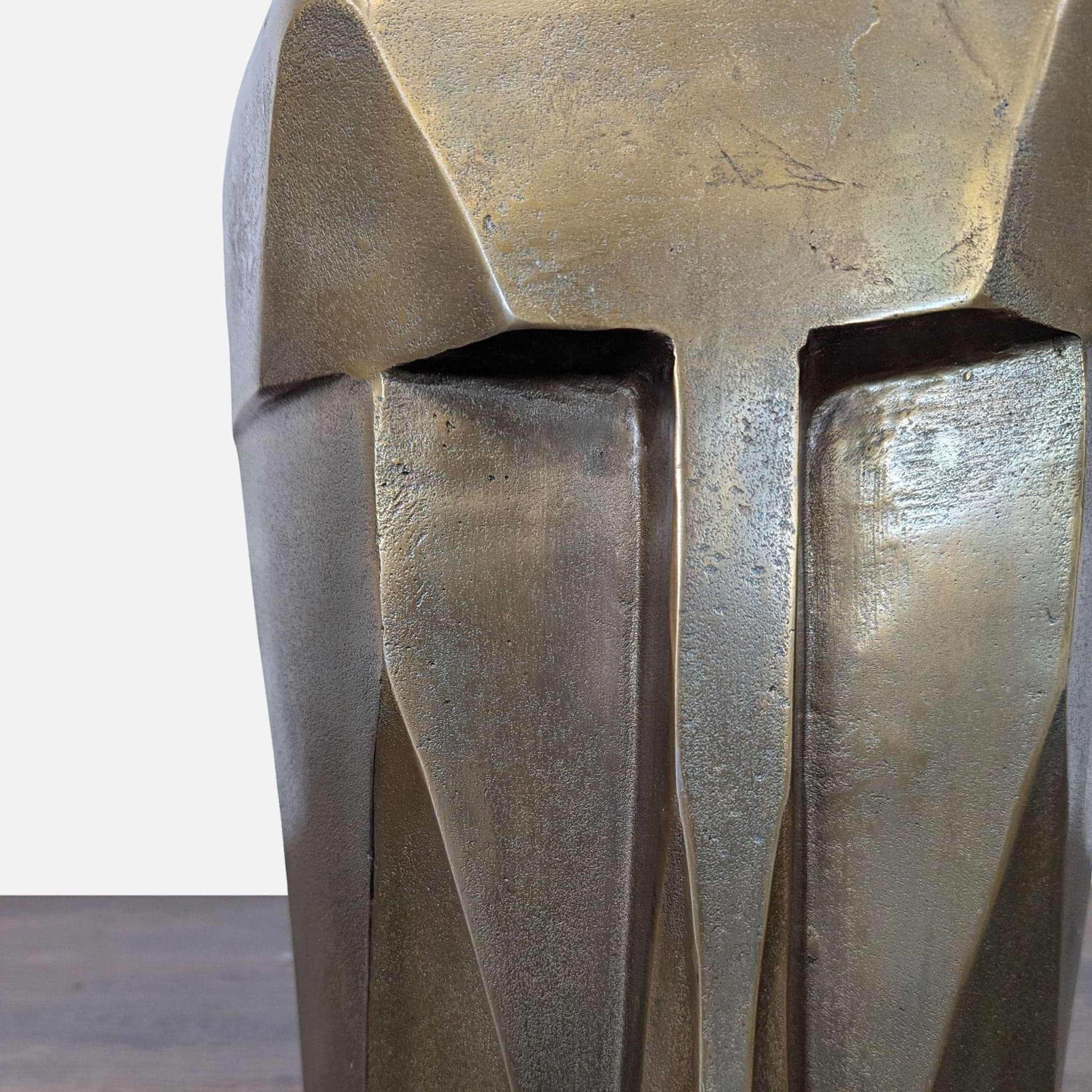 Modern Sculptural Face Accent Stool / Side Table – Metallic Finish - Image 1