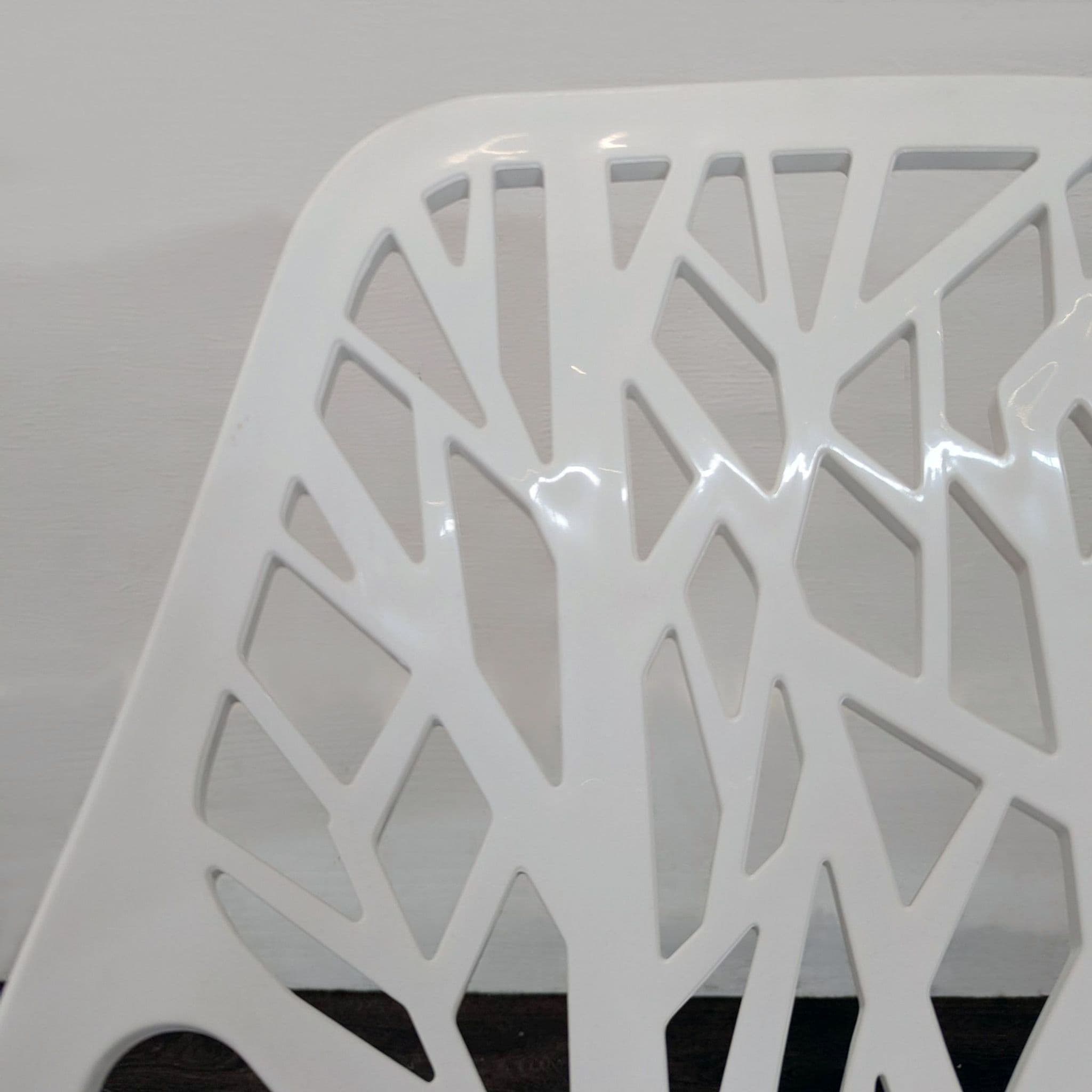 Set of 4 Modern White Tree-Pattern Dining Chairs with Metal Legs - Thumbnail 3