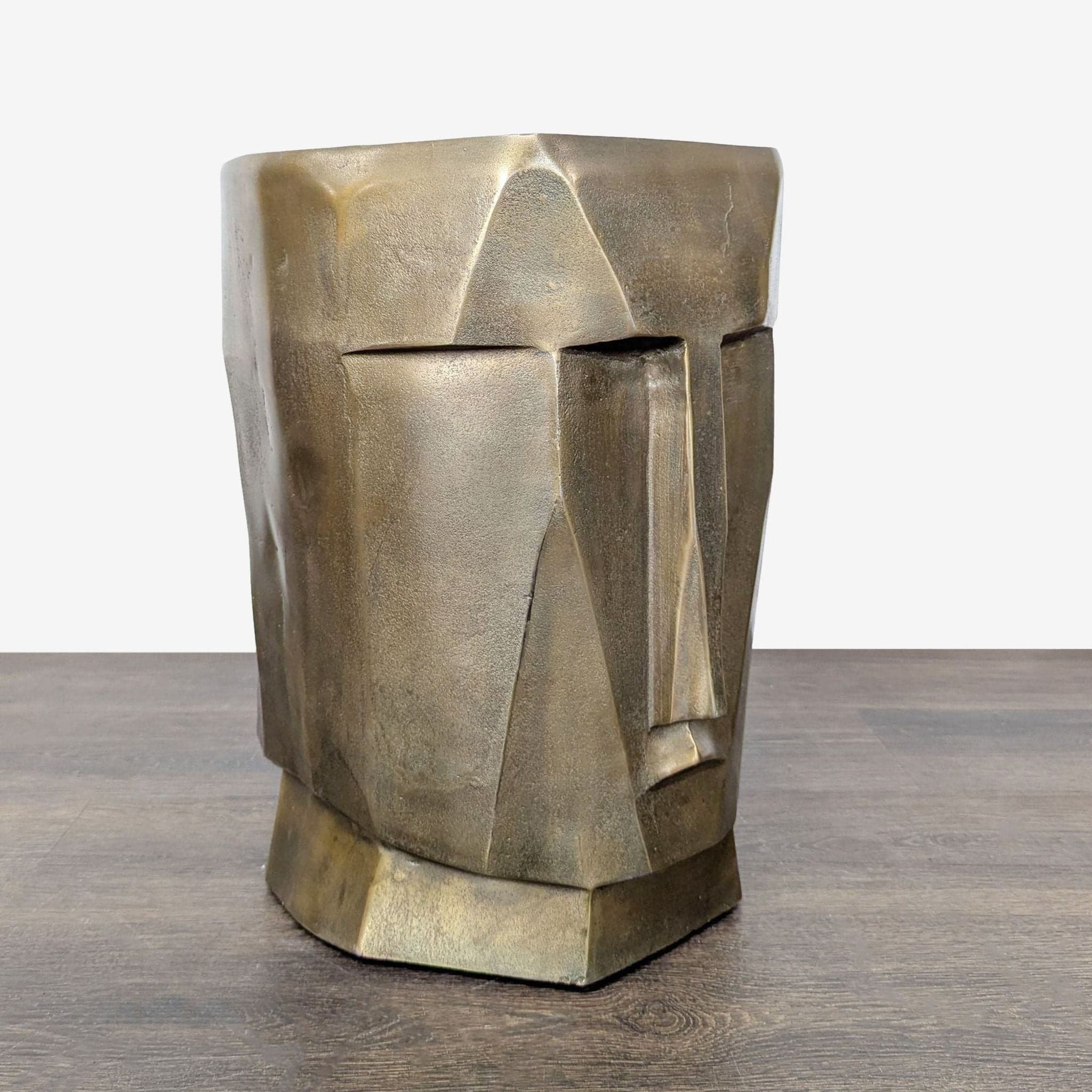 Modern Sculptural Face Accent Stool / Side Table – Metallic Finish - Thumbnail 9