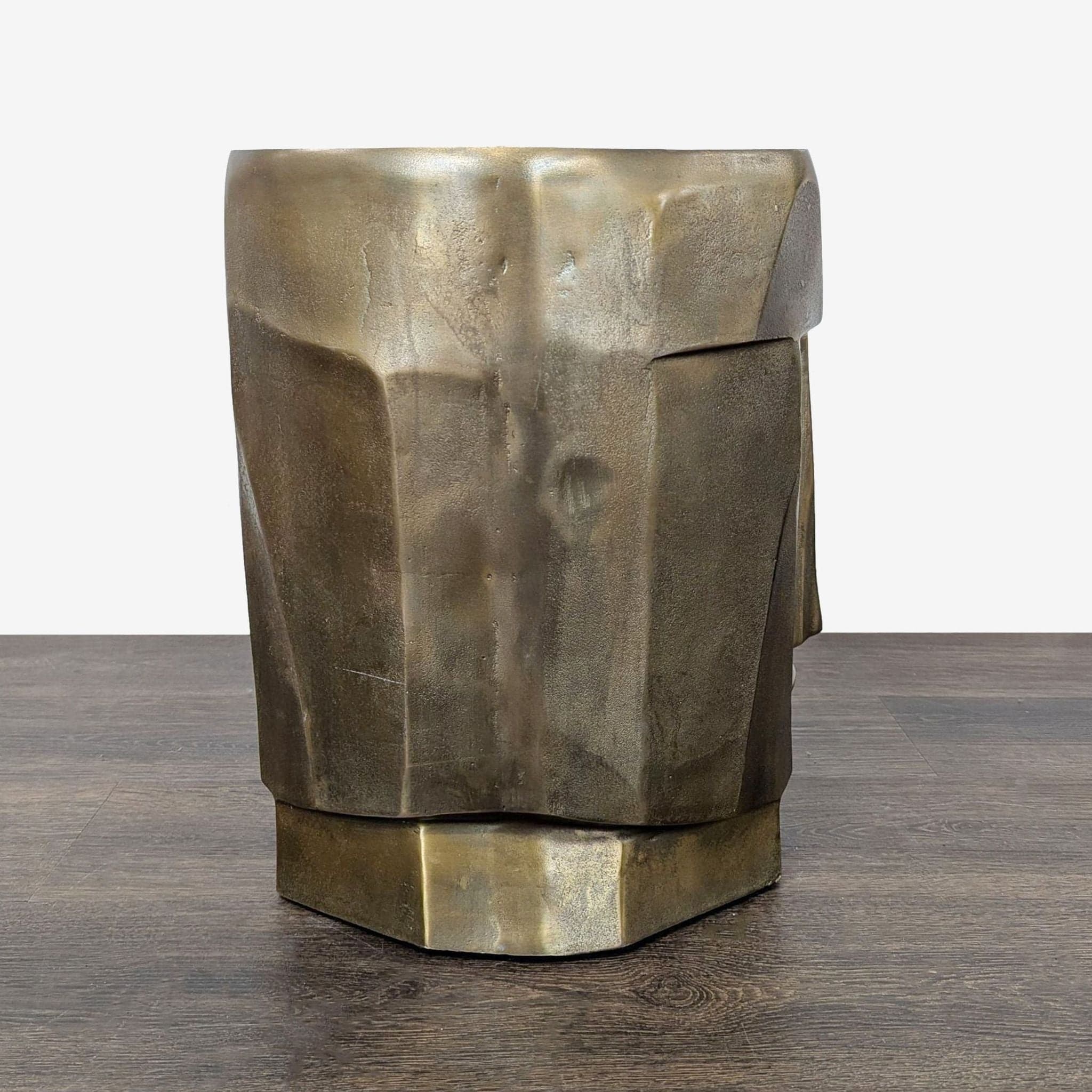 Modern Sculptural Face Accent Stool / Side Table – Metallic Finish - Thumbnail 6