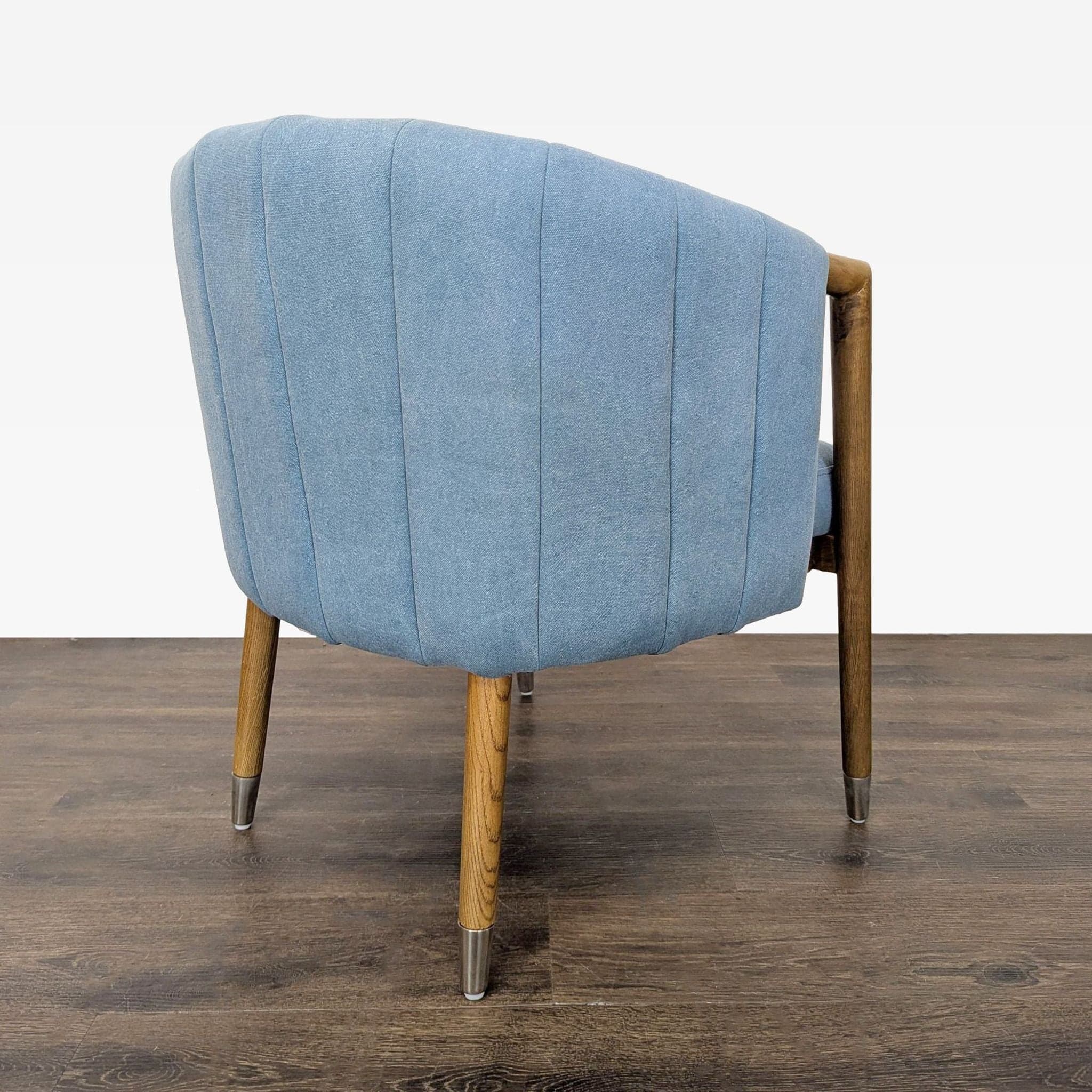 Moe's Light Blue Lounge Chair with Wood Frame and Metal Leg Accents - Thumbnail 4