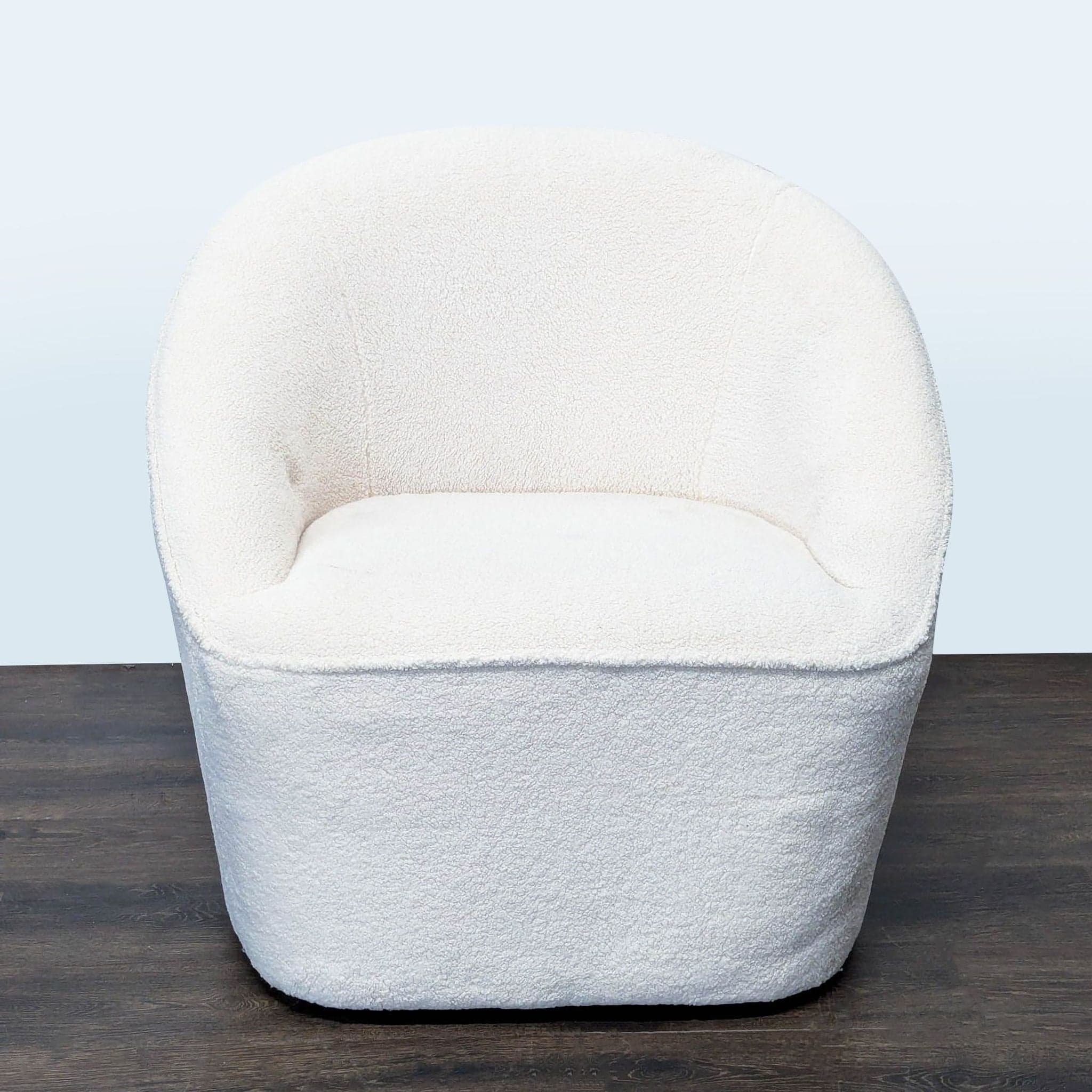 Eluxury Modern White Boucle Swivel Lounge Chair - Image 1