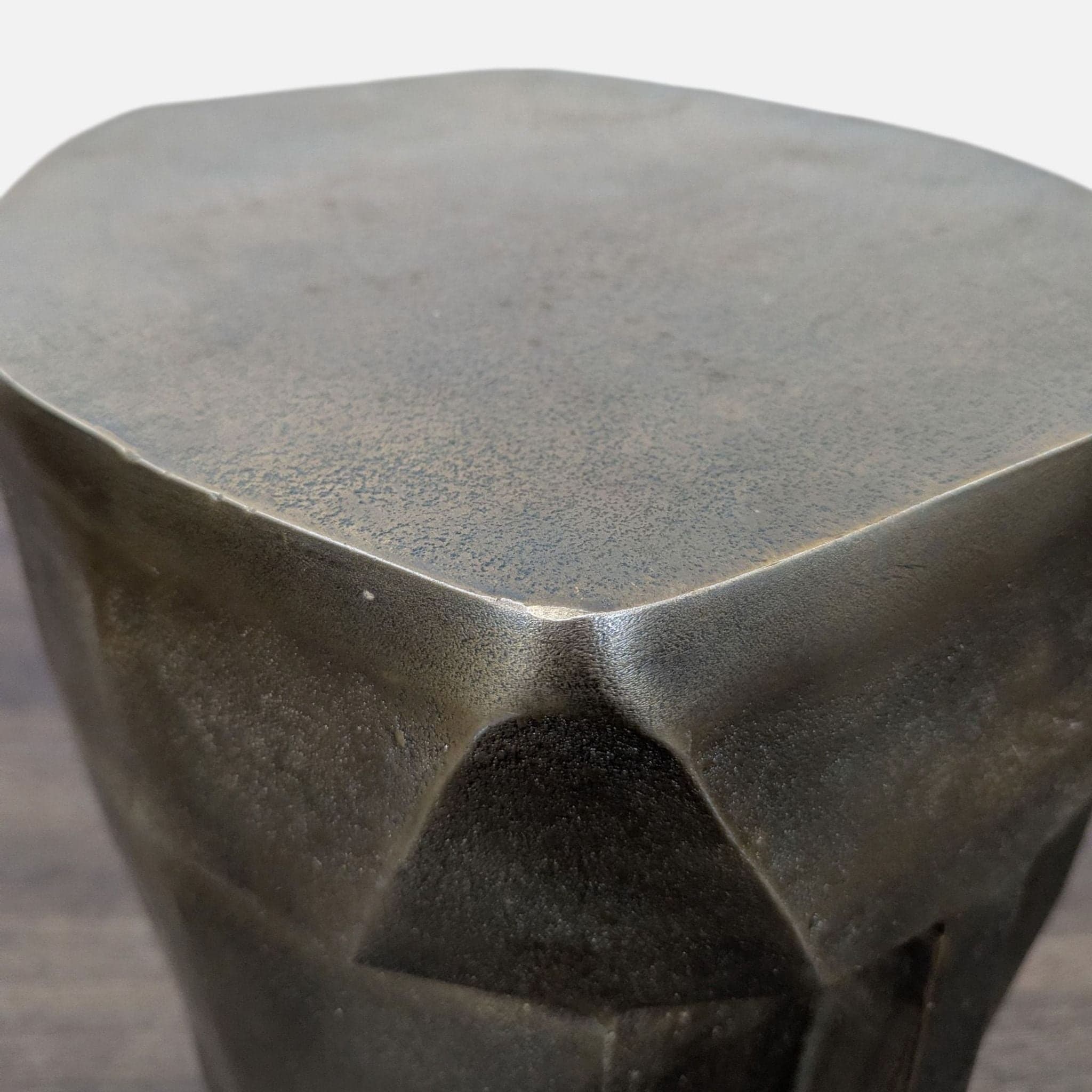 Modern Sculptural Face Accent Stool / Side Table – Metallic Finish - Thumbnail 2