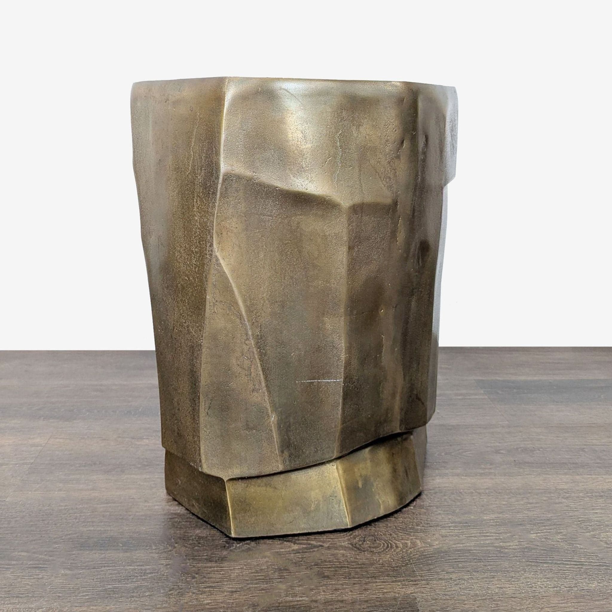 Modern Sculptural Face Accent Stool / Side Table – Metallic Finish - Thumbnail 5