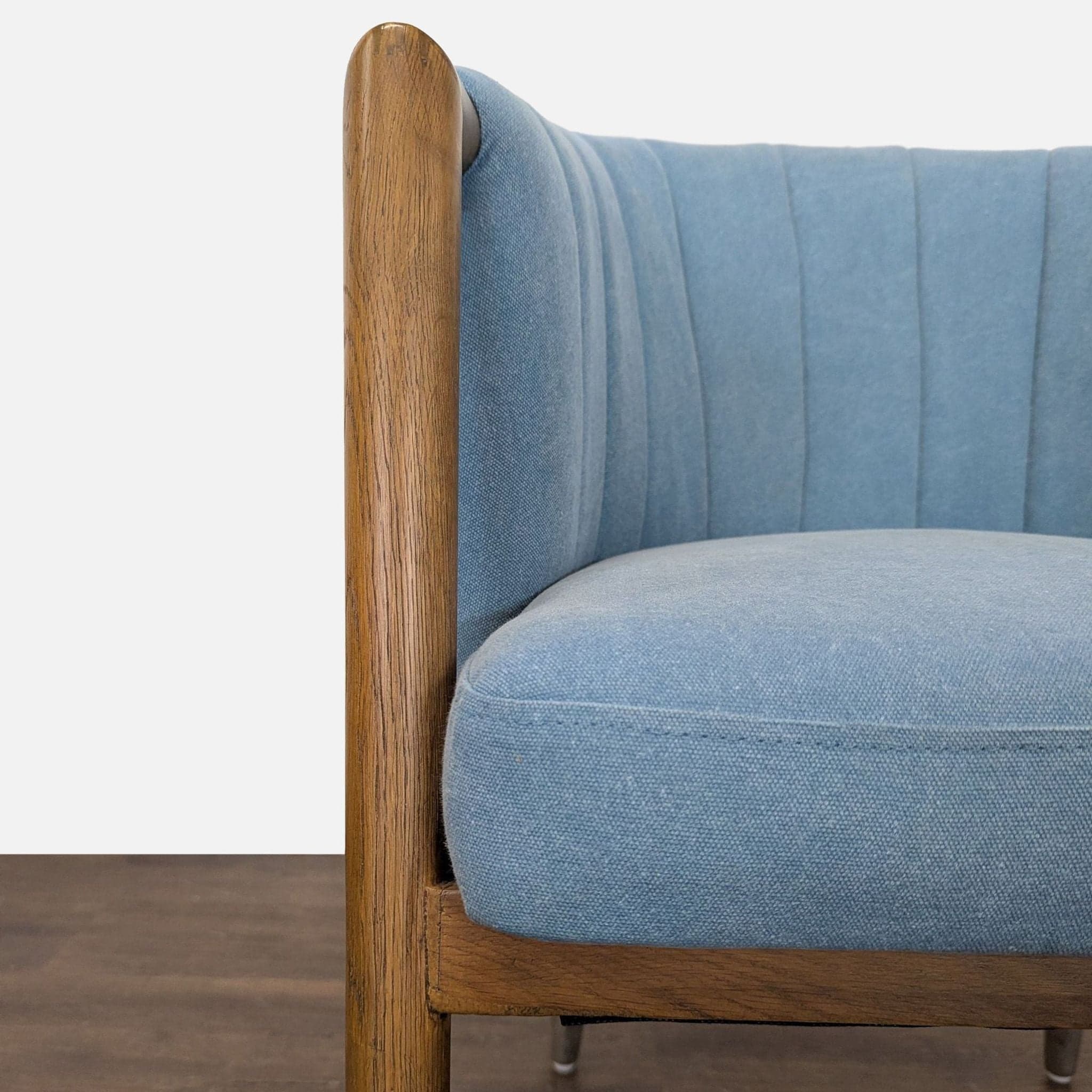 Moe's Light Blue Lounge Chair with Wood Frame and Metal Leg Accents - Thumbnail 6