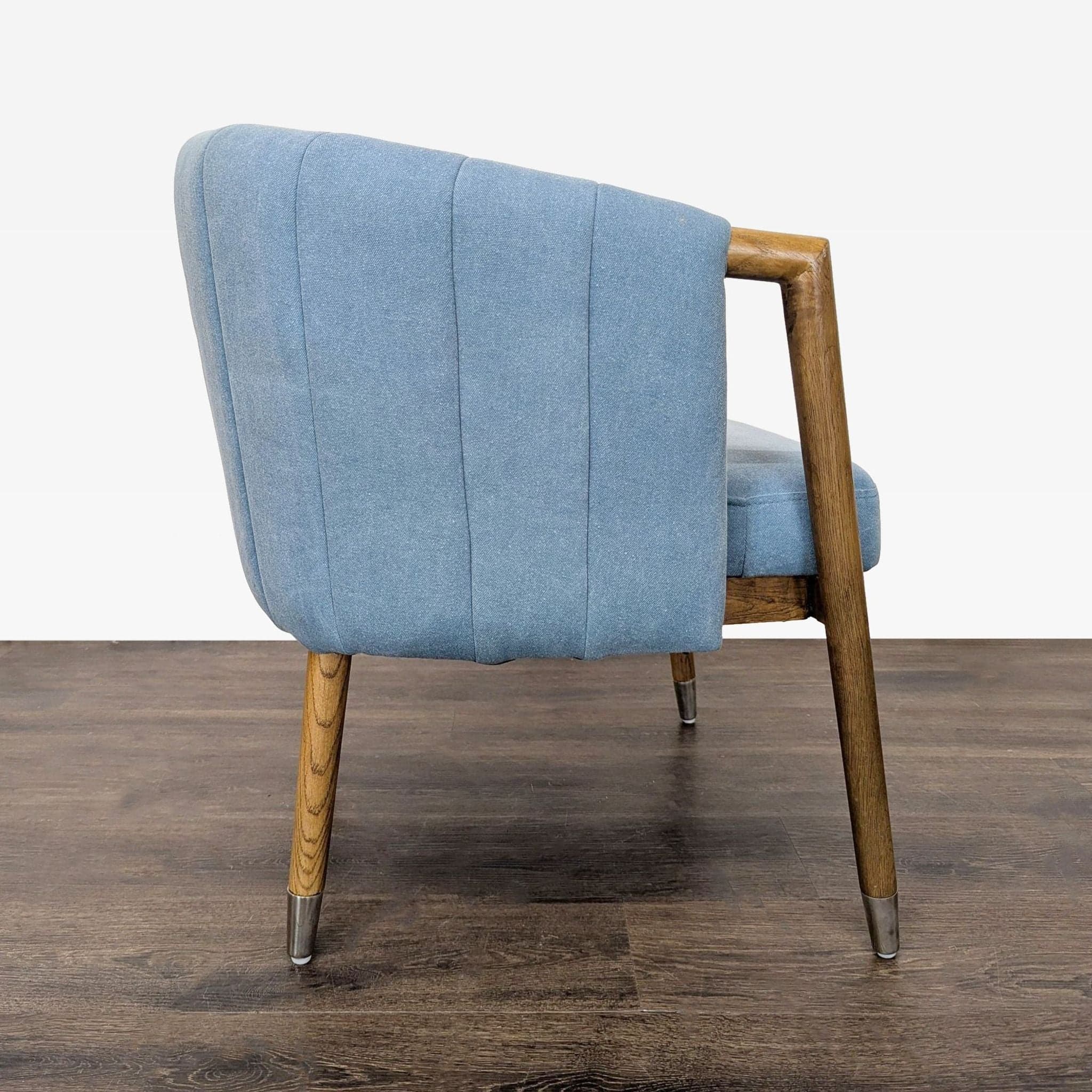 Moe's Light Blue Lounge Chair with Wood Frame and Metal Leg Accents - Thumbnail 5