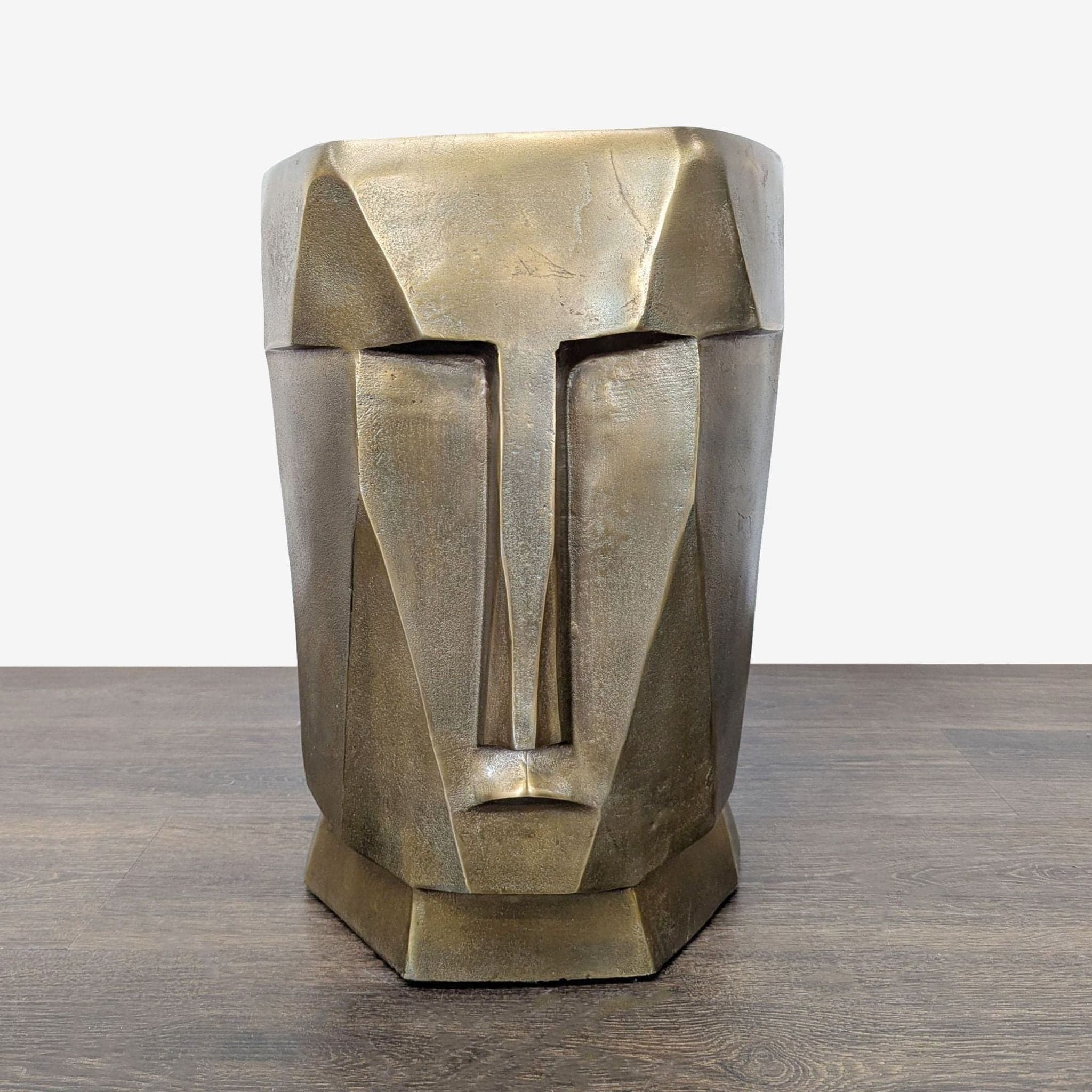 Modern Sculptural Face Accent Stool / Side Table – Metallic Finish - Thumbnail 3