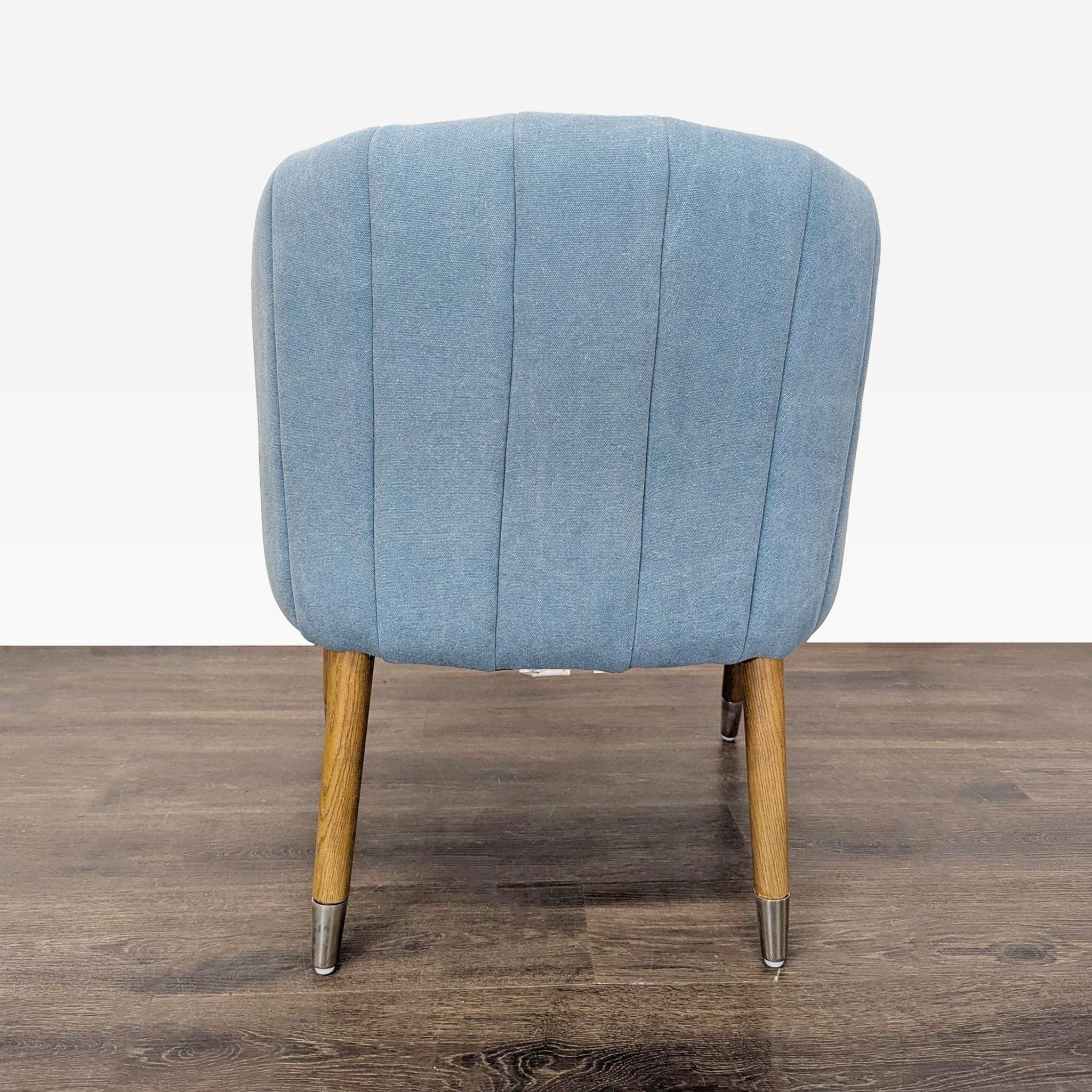 Moe's Light Blue Lounge Chair with Wood Frame and Metal Leg Accents - Thumbnail 3