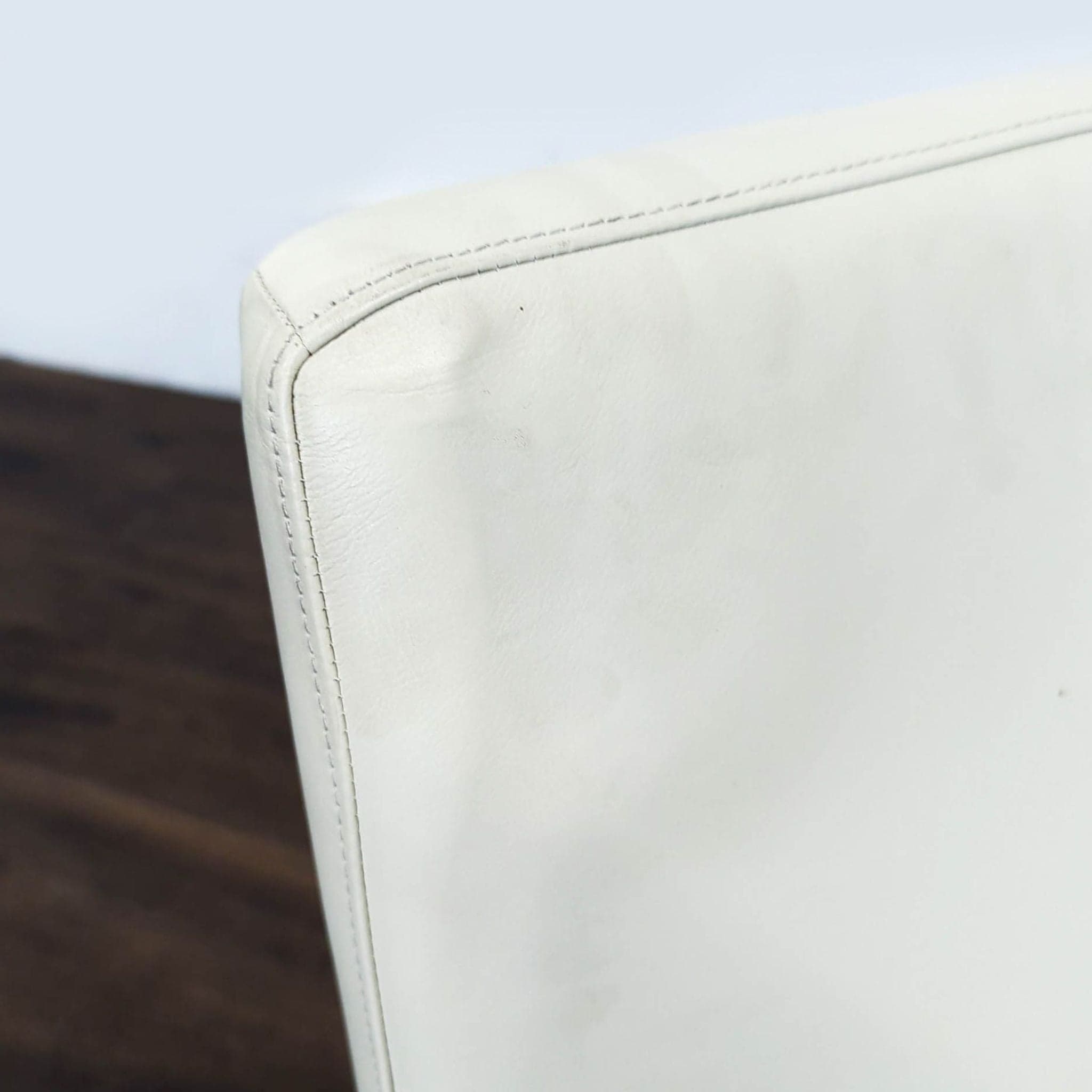 Modern White Armless Faux Leather Lounge Chair with Black Wooden Legs - Thumbnail 5