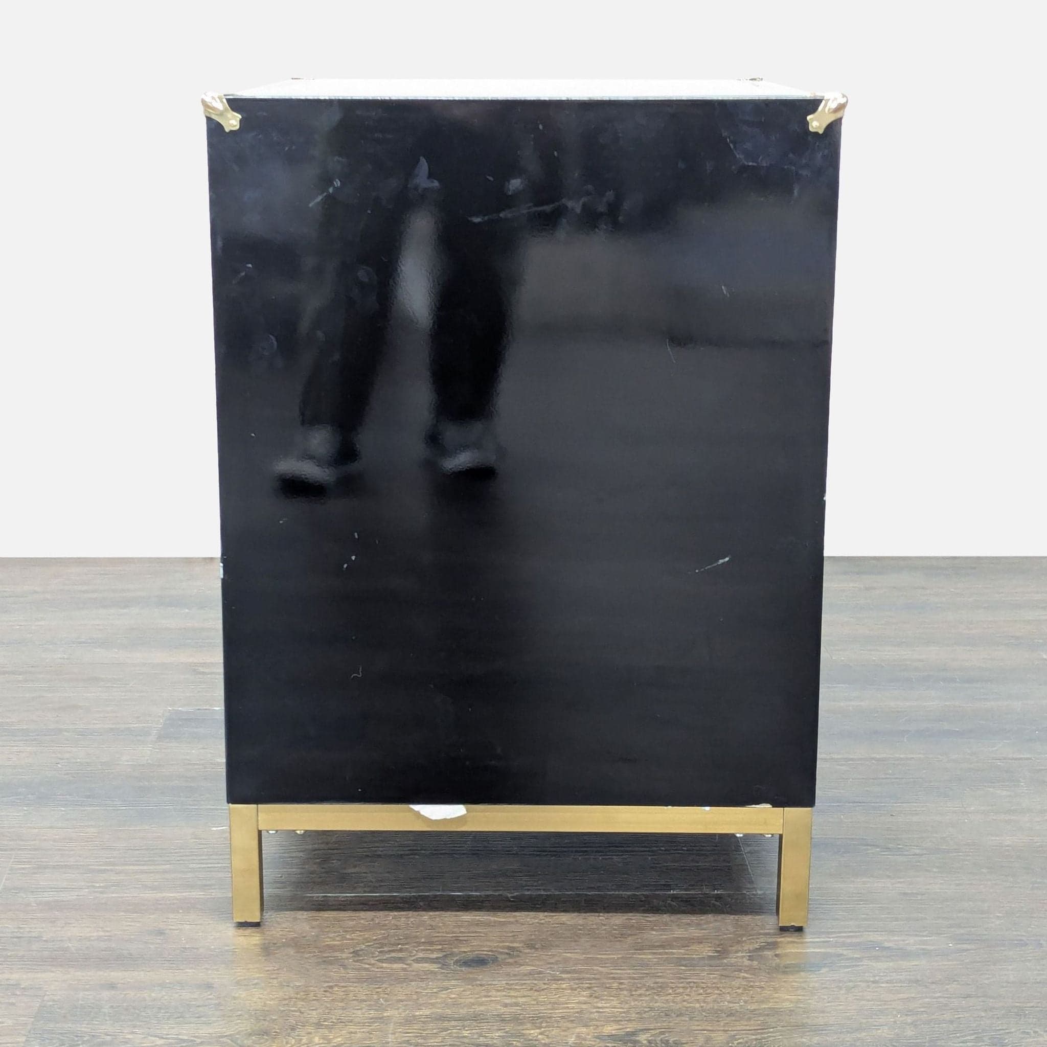 Chic Home Arezzo Black 3-Drawer Dresser/Nightstand with Gold Accents and Modern Legs - Thumbnail 4