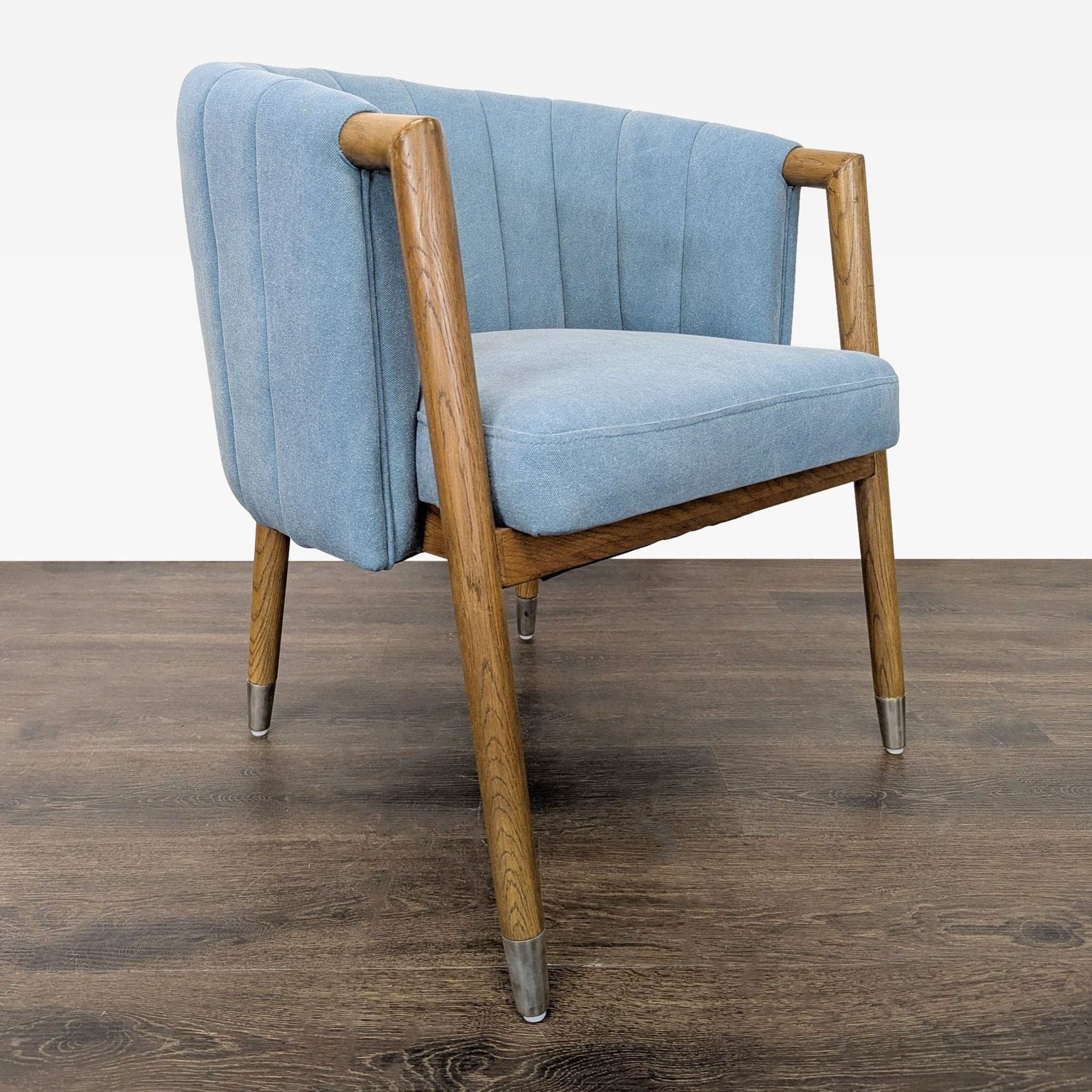 Moe's Light Blue Lounge Chair with Wood Frame and Metal Leg Accents - Thumbnail 2