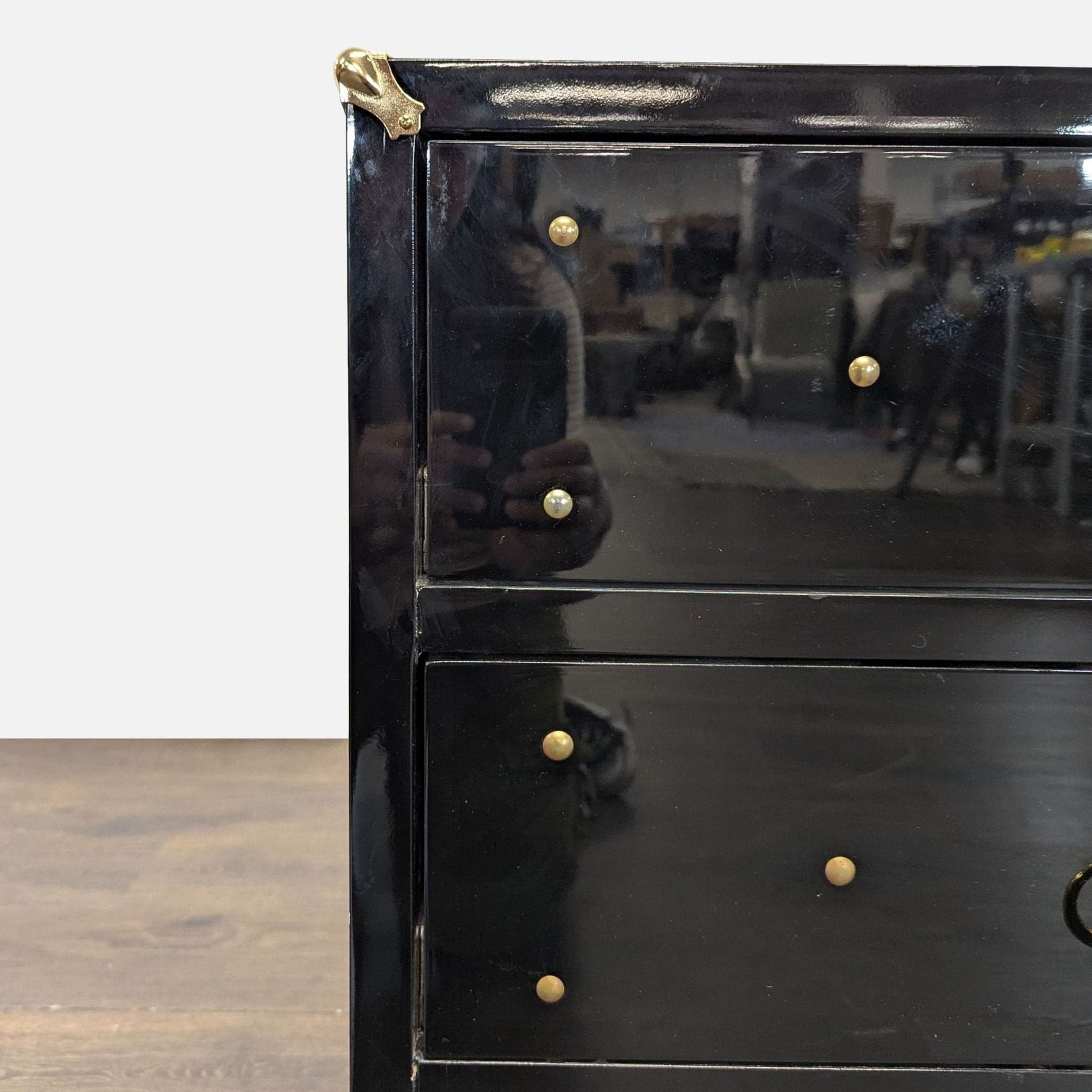 Chic Home Arezzo Black 3-Drawer Dresser/Nightstand with Gold Accents and Modern Legs - Thumbnail 6