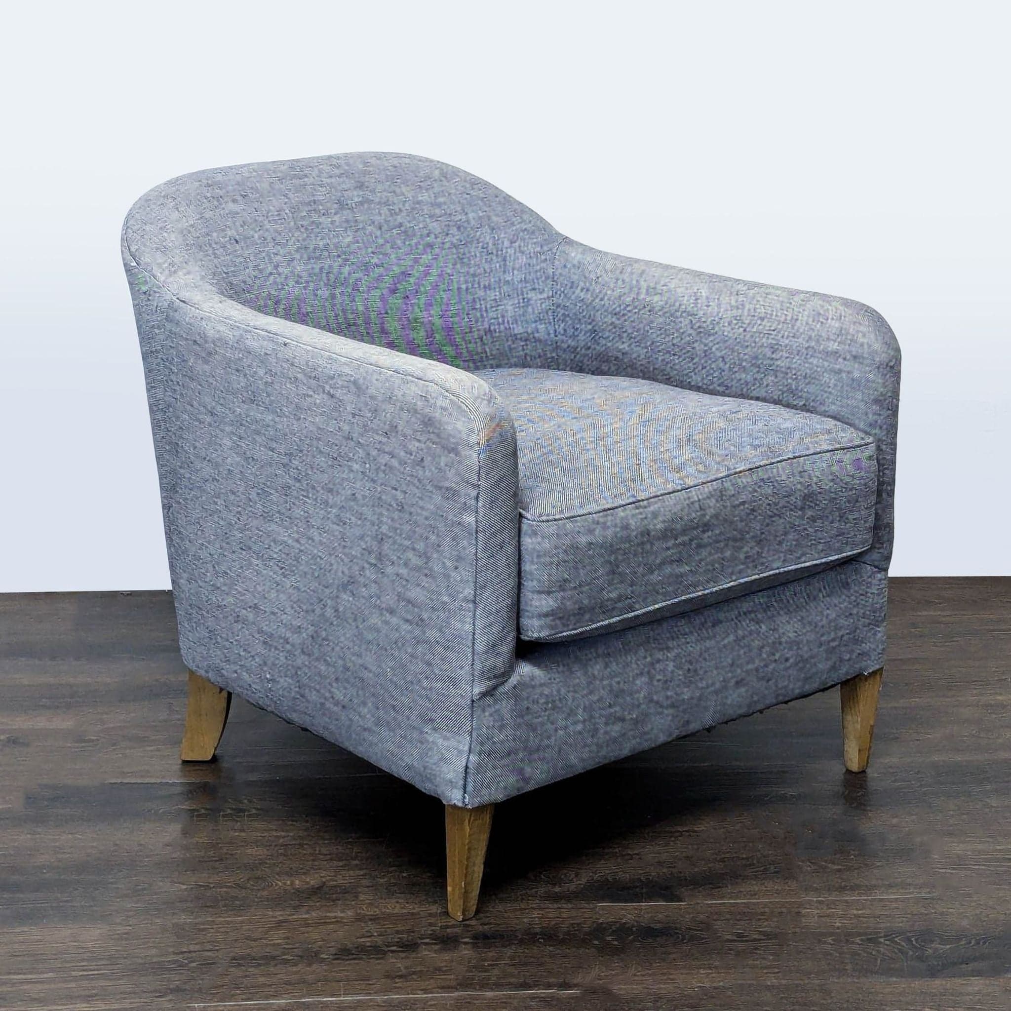 Restoration Hardware Tuxedo Modern Blue Lounge Chair - Thumbnail 2