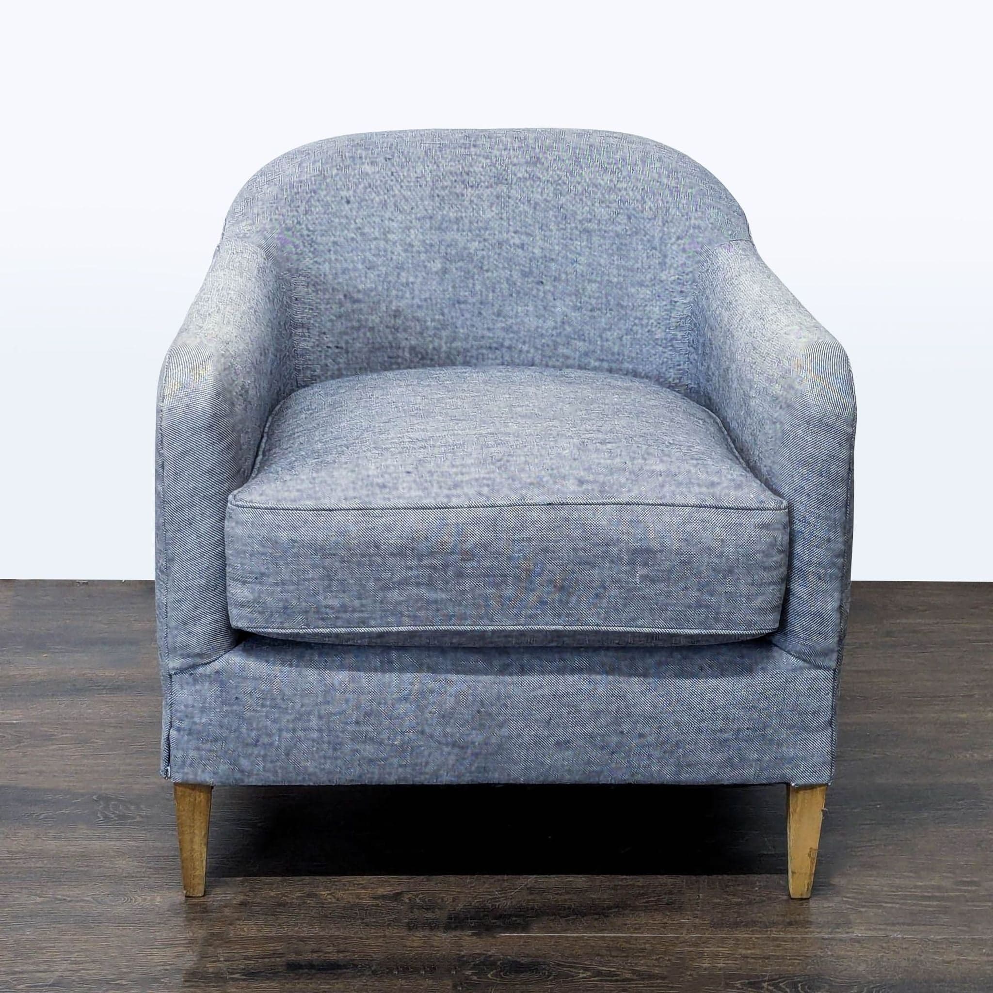 Restoration Hardware Tuxedo Modern Blue Lounge Chair - Image 1