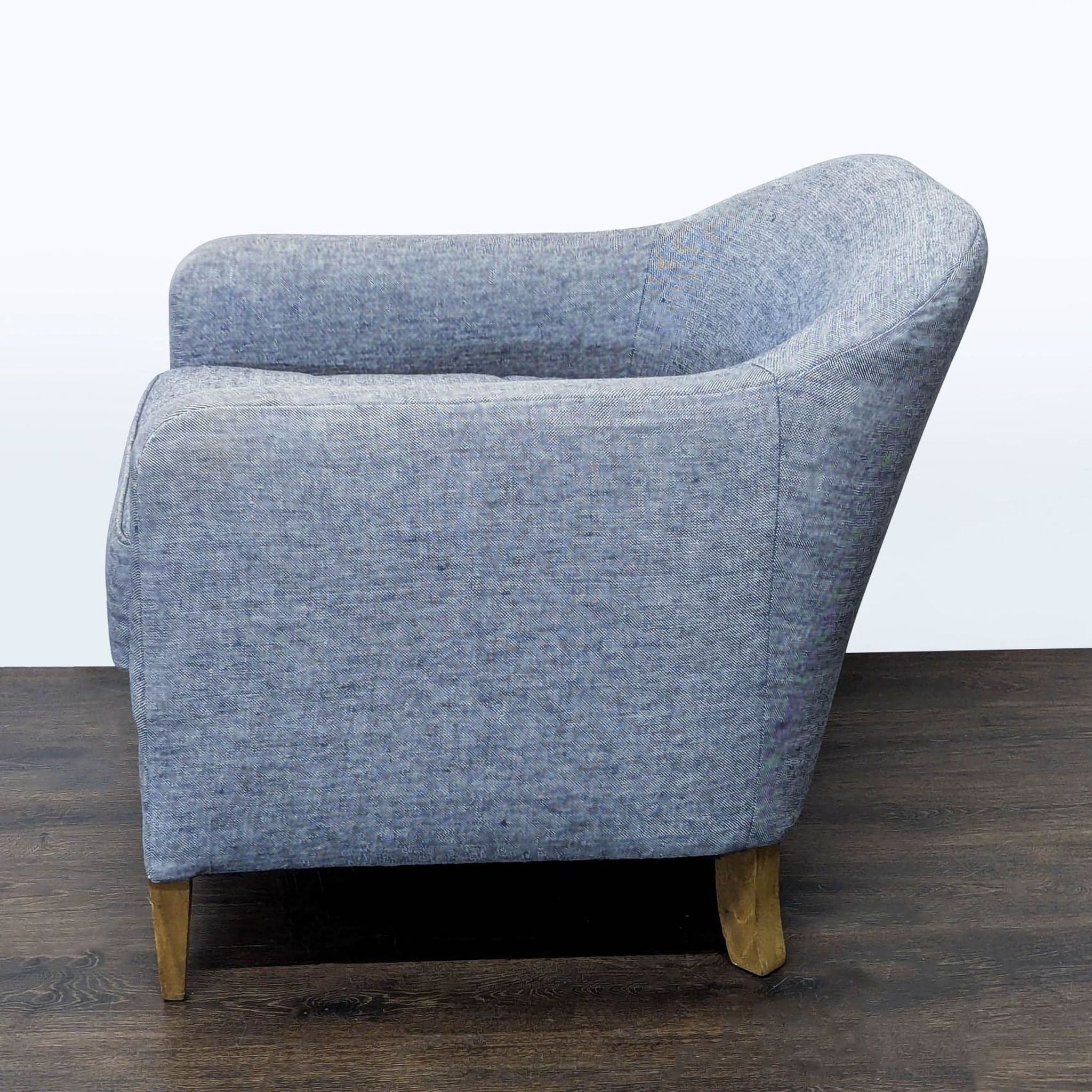 Restoration Hardware Tuxedo Modern Blue Lounge Chair - Thumbnail 5