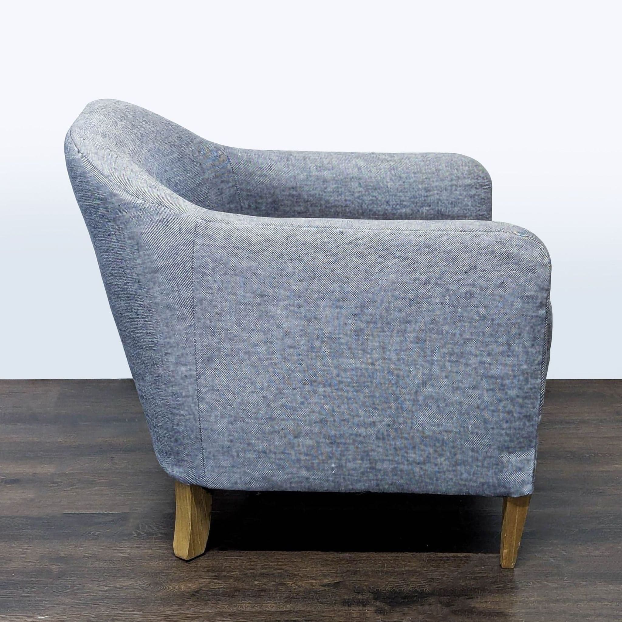 Restoration Hardware Tuxedo Modern Blue Lounge Chair - Thumbnail 3