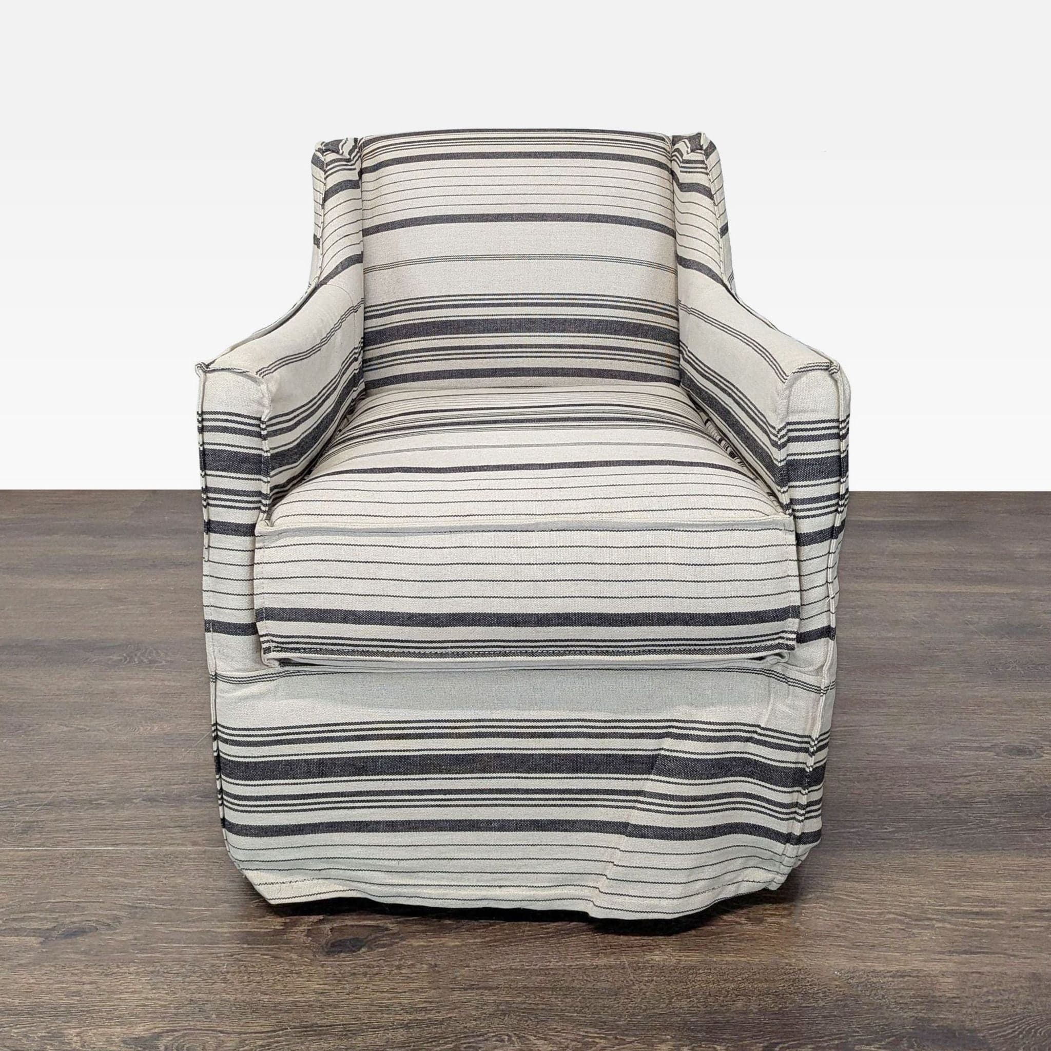 Striped Armchair with Skirted Bottom – Cozy Lounge Accent Chair - Image 1