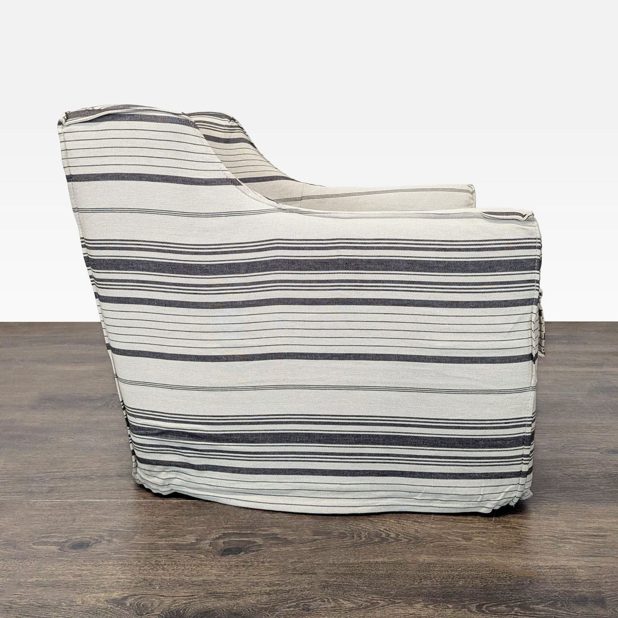 Striped Armchair with Skirted Bottom – Cozy Lounge Accent Chair - Thumbnail 2
