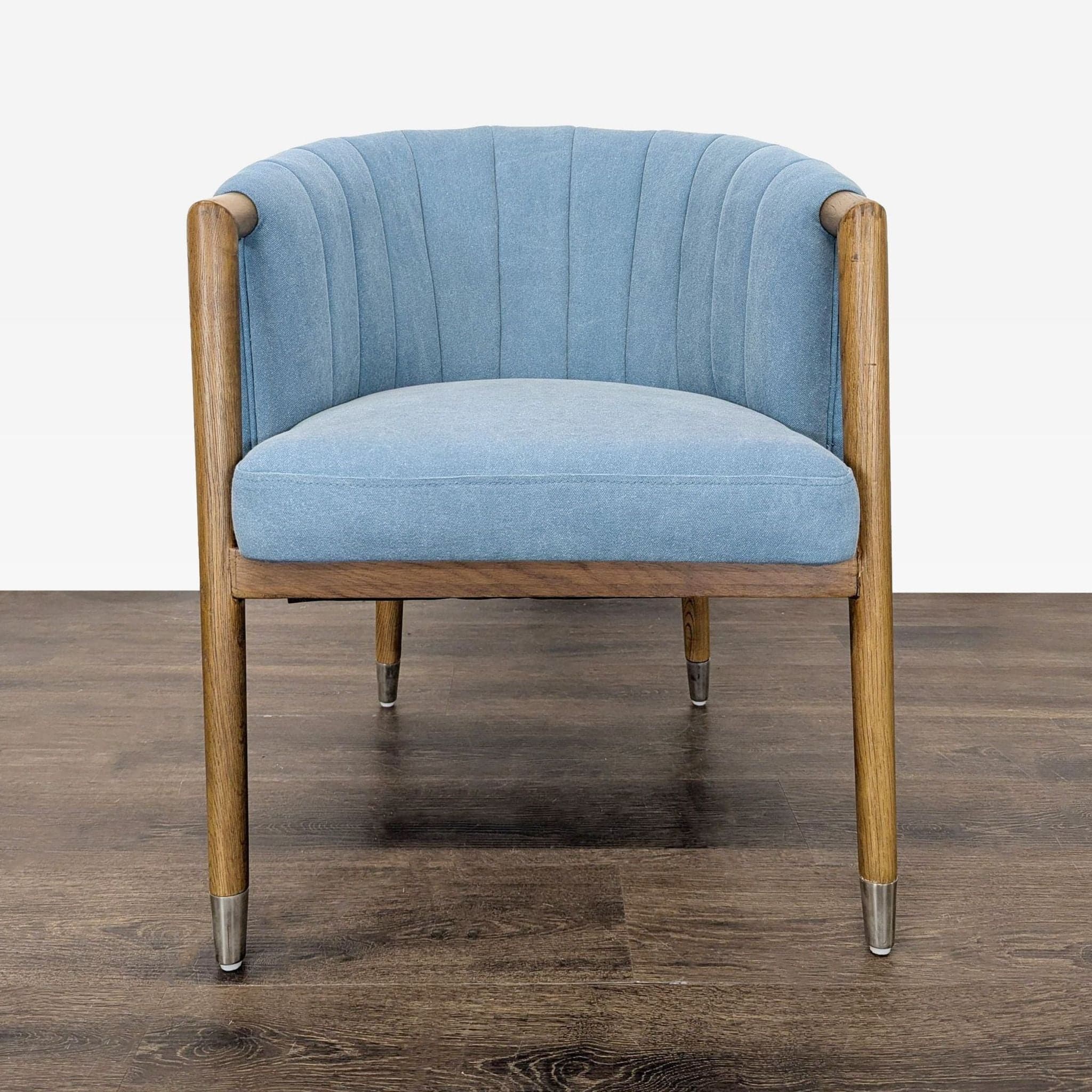 Moe's Light Blue Lounge Chair with Wood Frame and Metal Leg Accents - Image 1