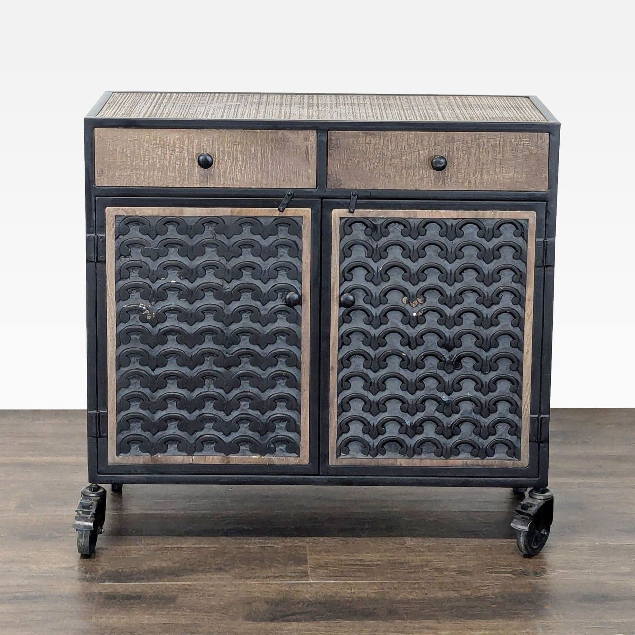 Steve Silver Two Drawer Storage Cabinet on Casters - Image 1
