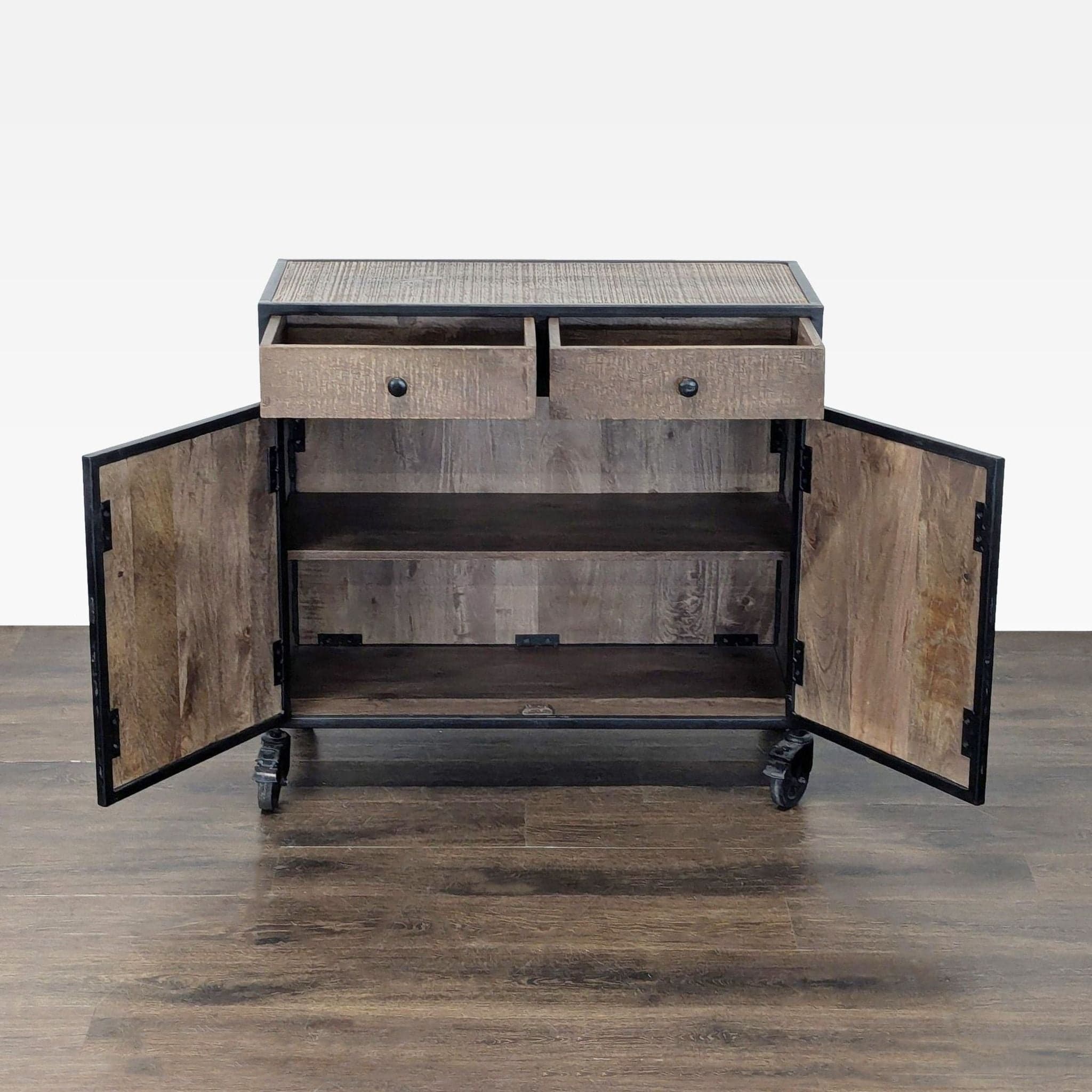 Steve Silver Two Drawer Storage Cabinet on Casters - Thumbnail 2