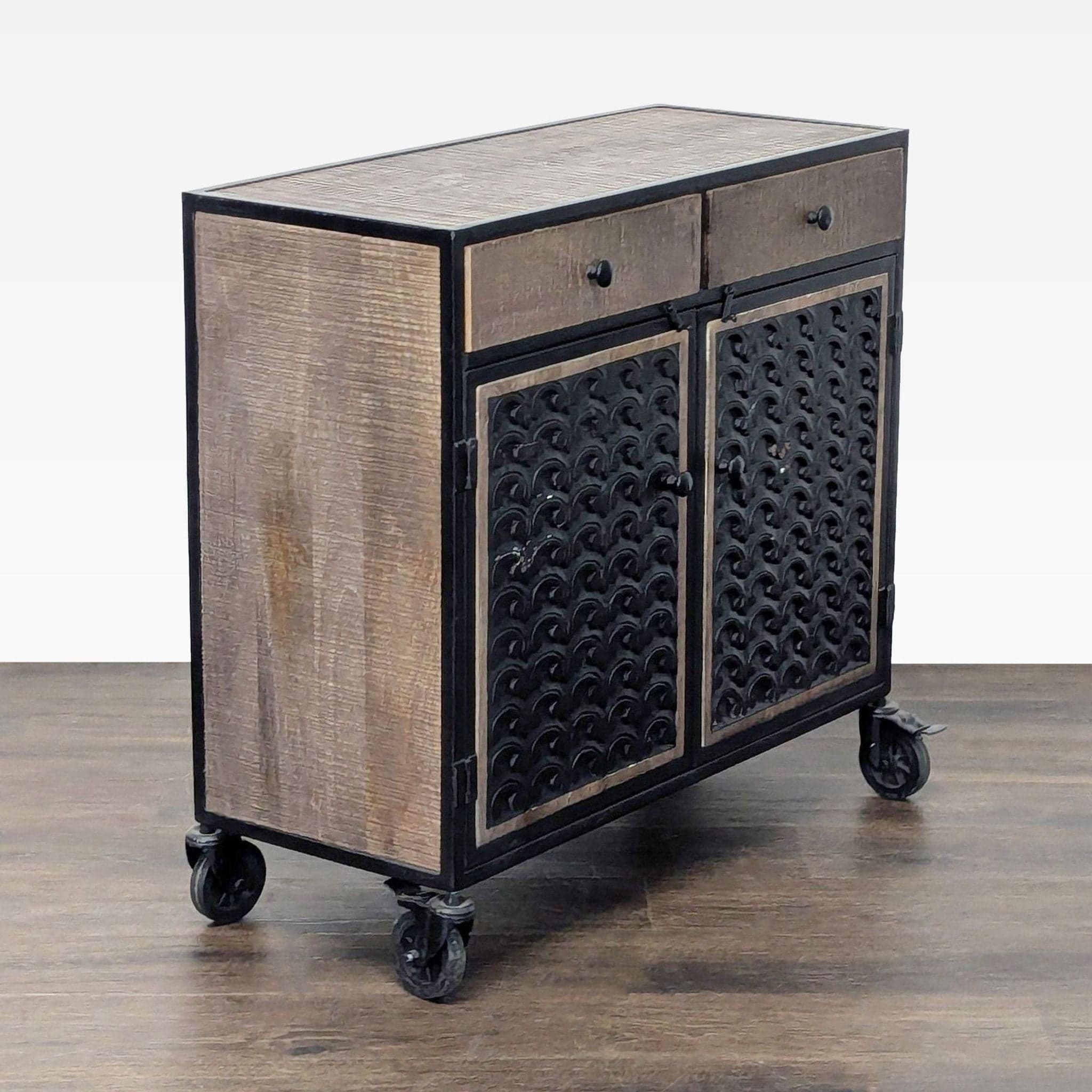 Steve Silver Two Drawer Storage Cabinet on Casters - Thumbnail 11