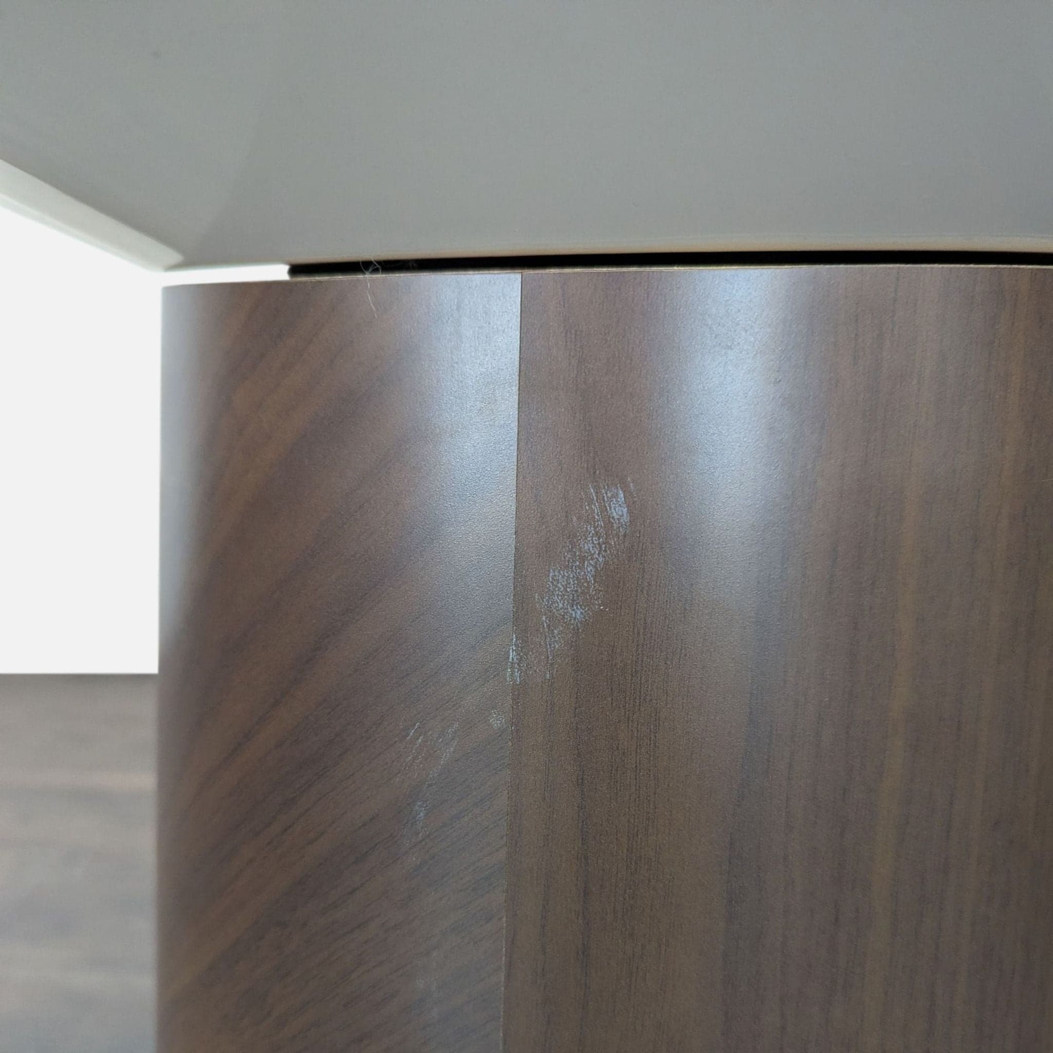 West Elm Glass Top Wood Pedestal End Table - Thumbnail 5