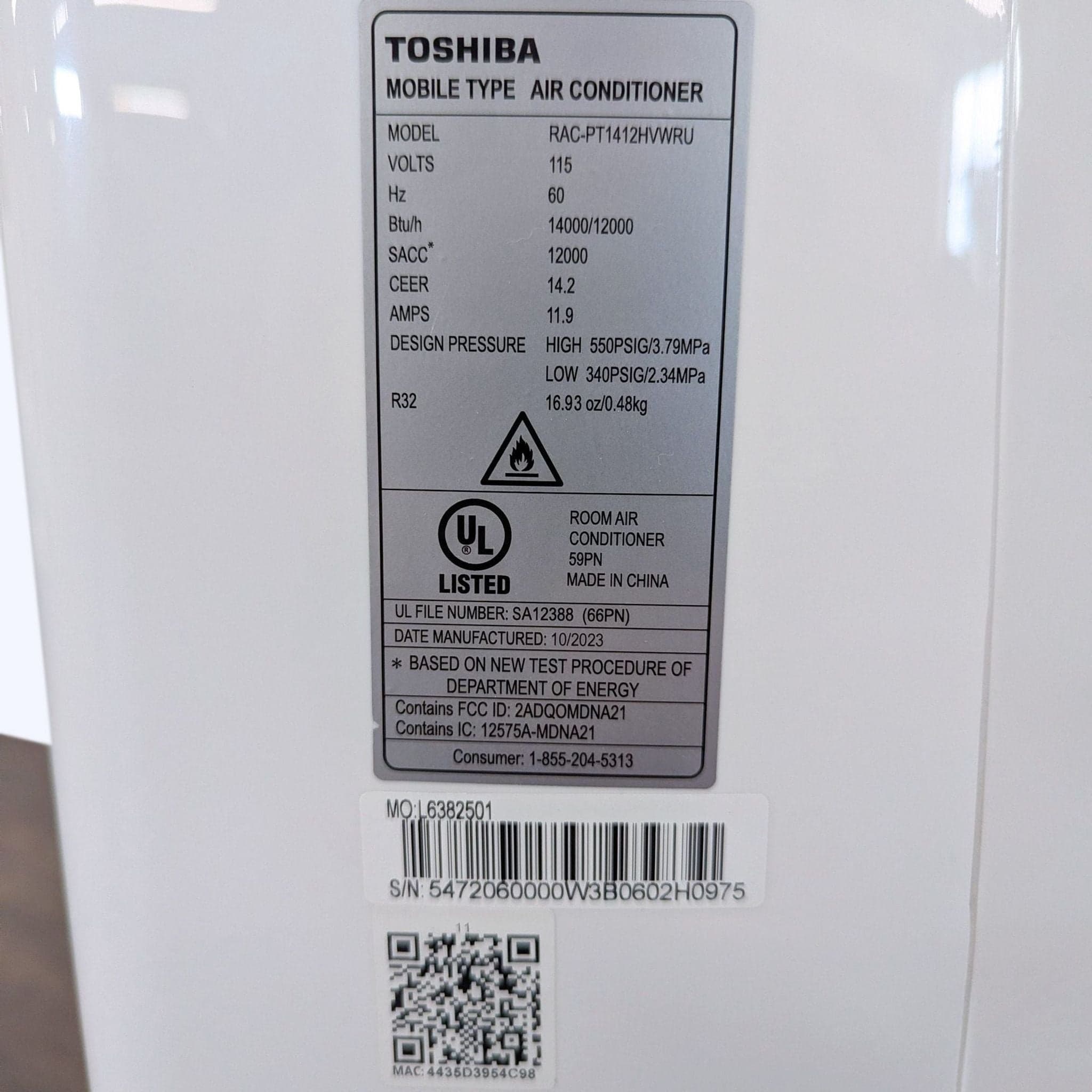 Toshiba Portable Air Conditioner – Compact AC & Fan Unit - Thumbnail 4