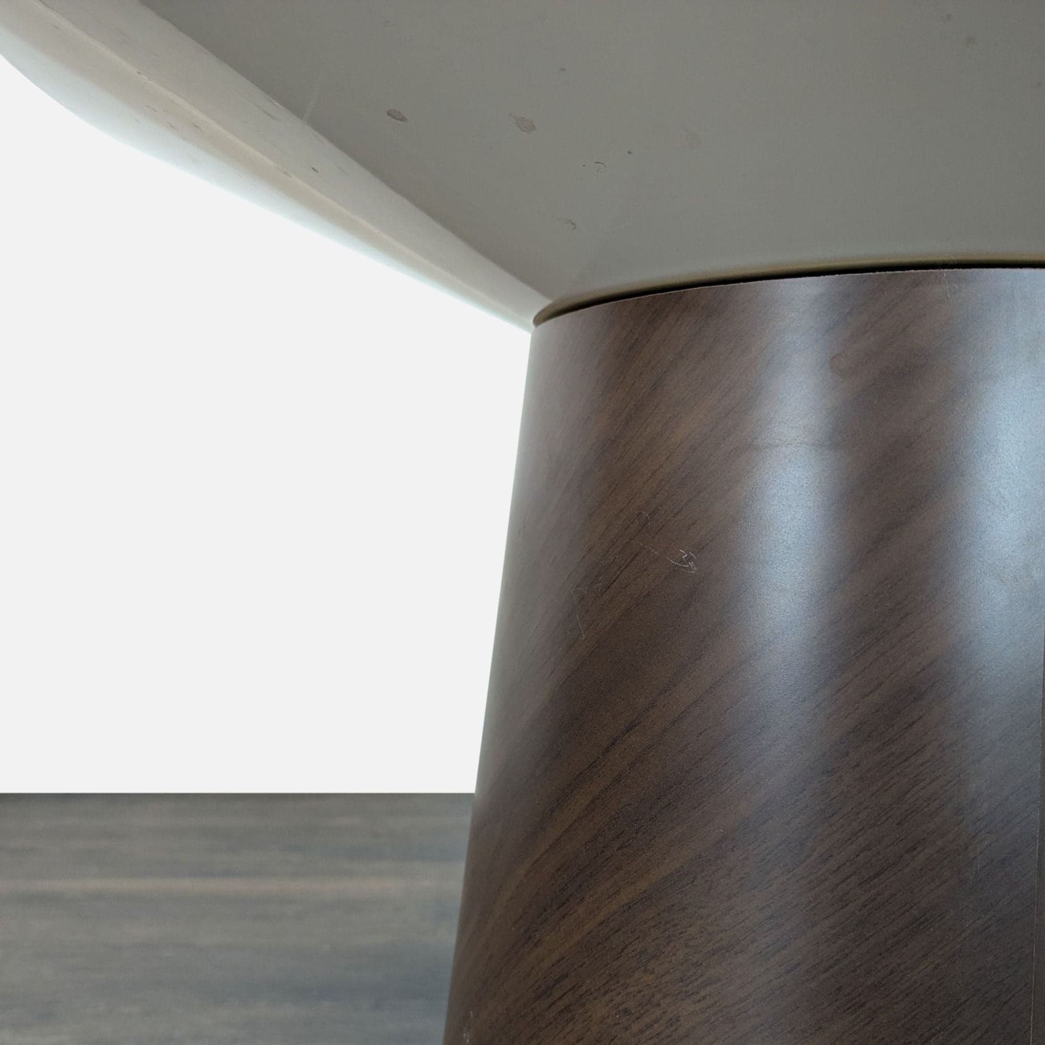 West Elm Glass Top Wood Pedestal End Table - Thumbnail 3