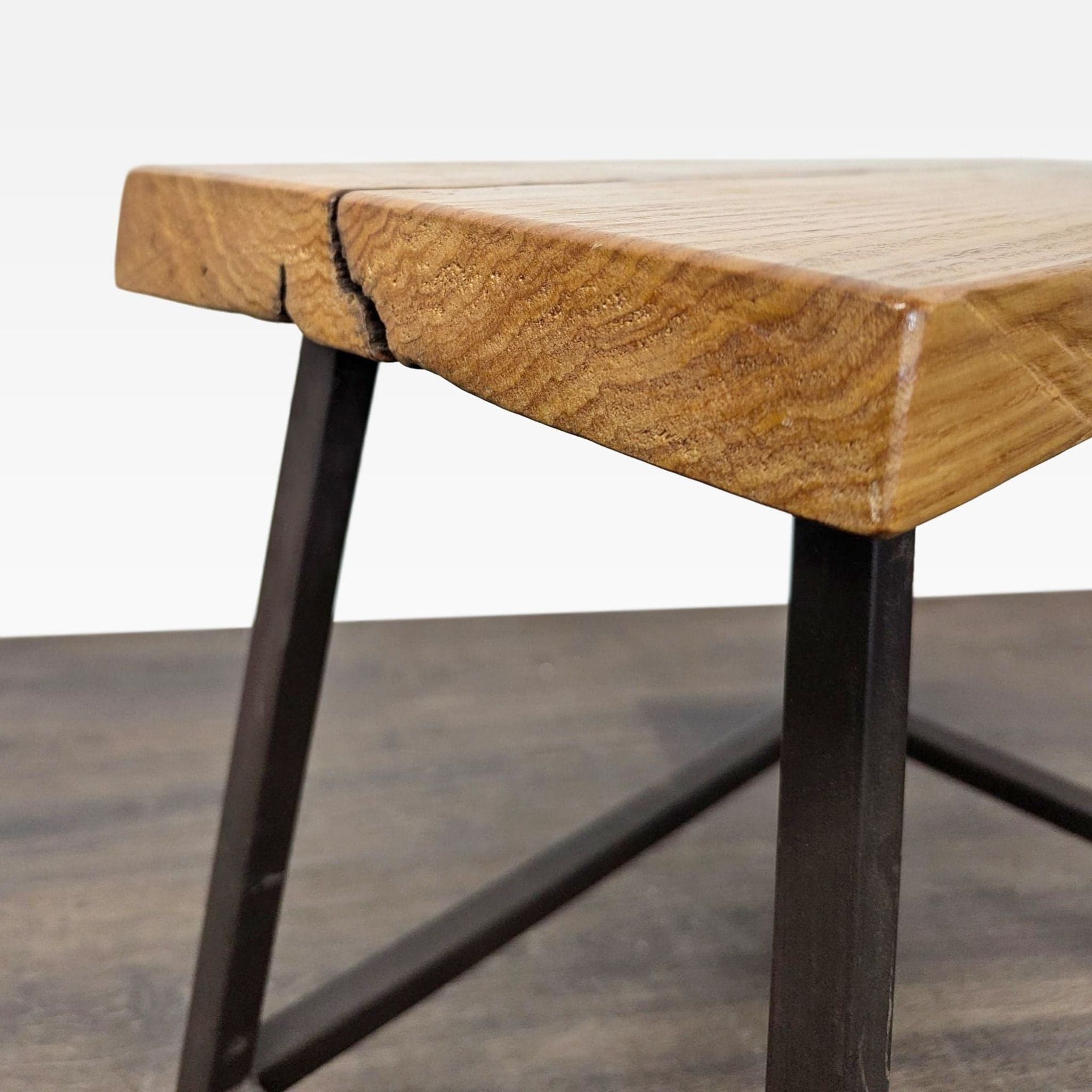 Wood Top Side Table on Metal Base - Thumbnail 6