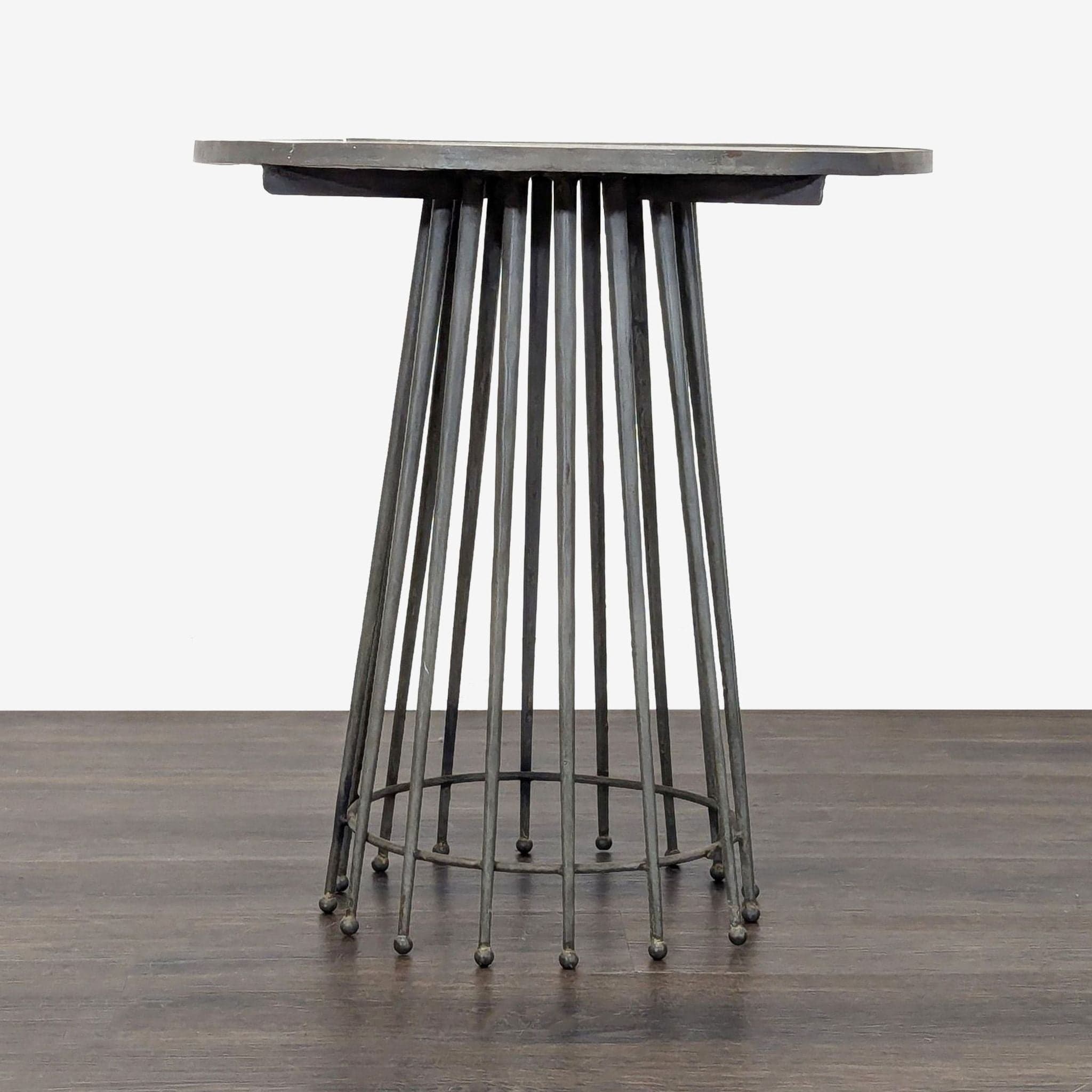 Marble Top Needle Table on Metal Base - Thumbnail 2