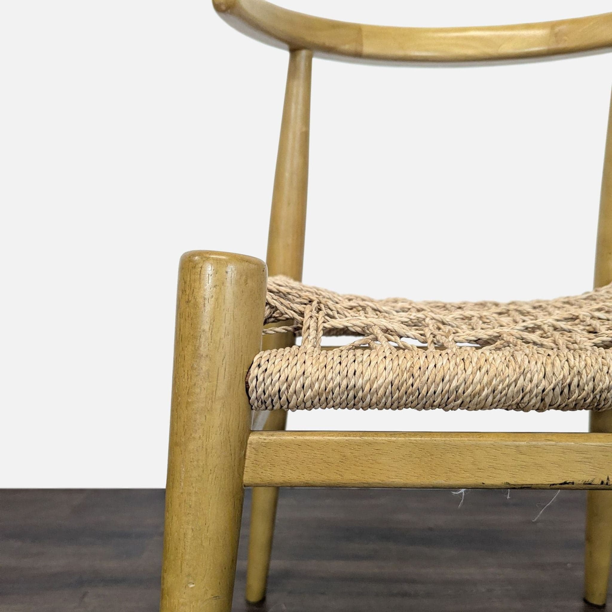 Wood Dining Chair with Woven Rope Seat - Thumbnail 6