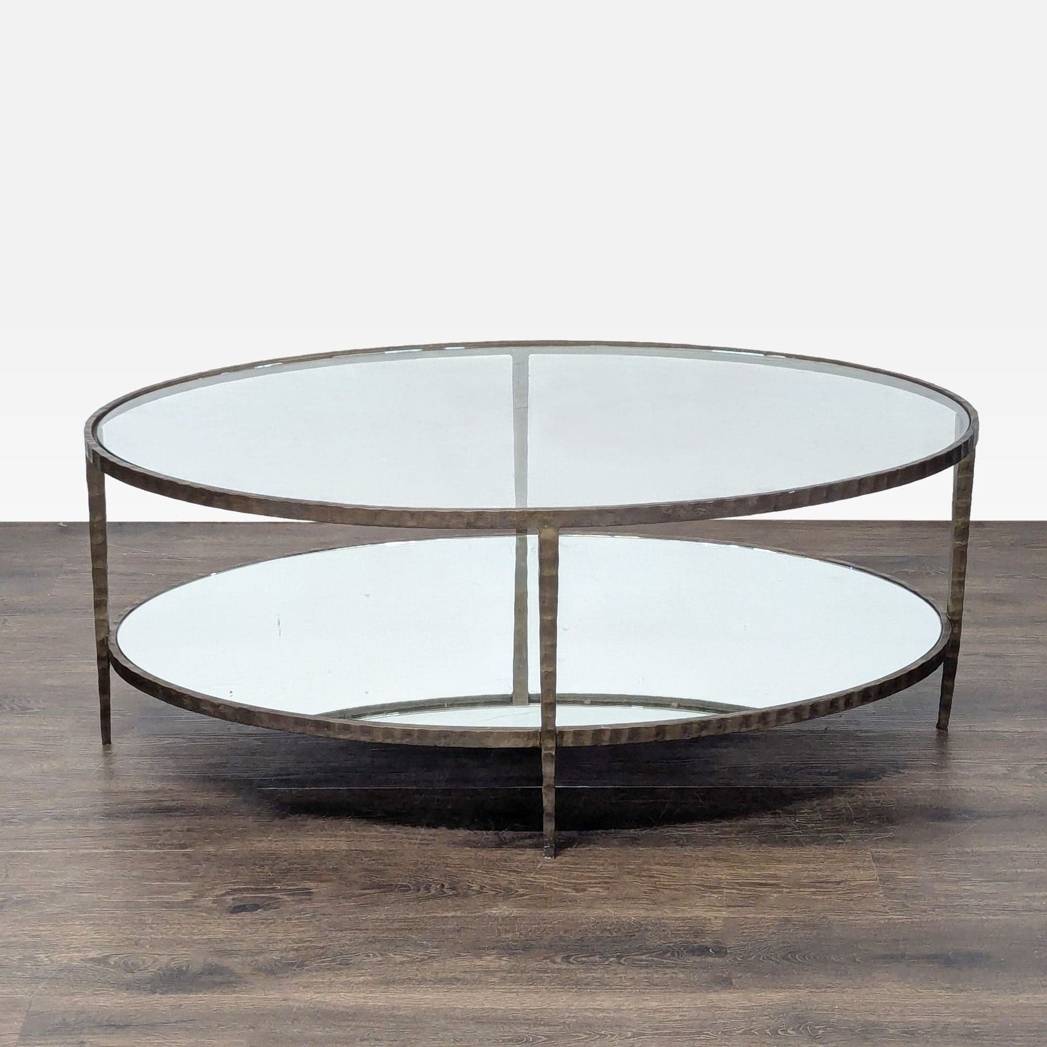 Glass Top Coffee Table with Mirror Shelf - Image 1