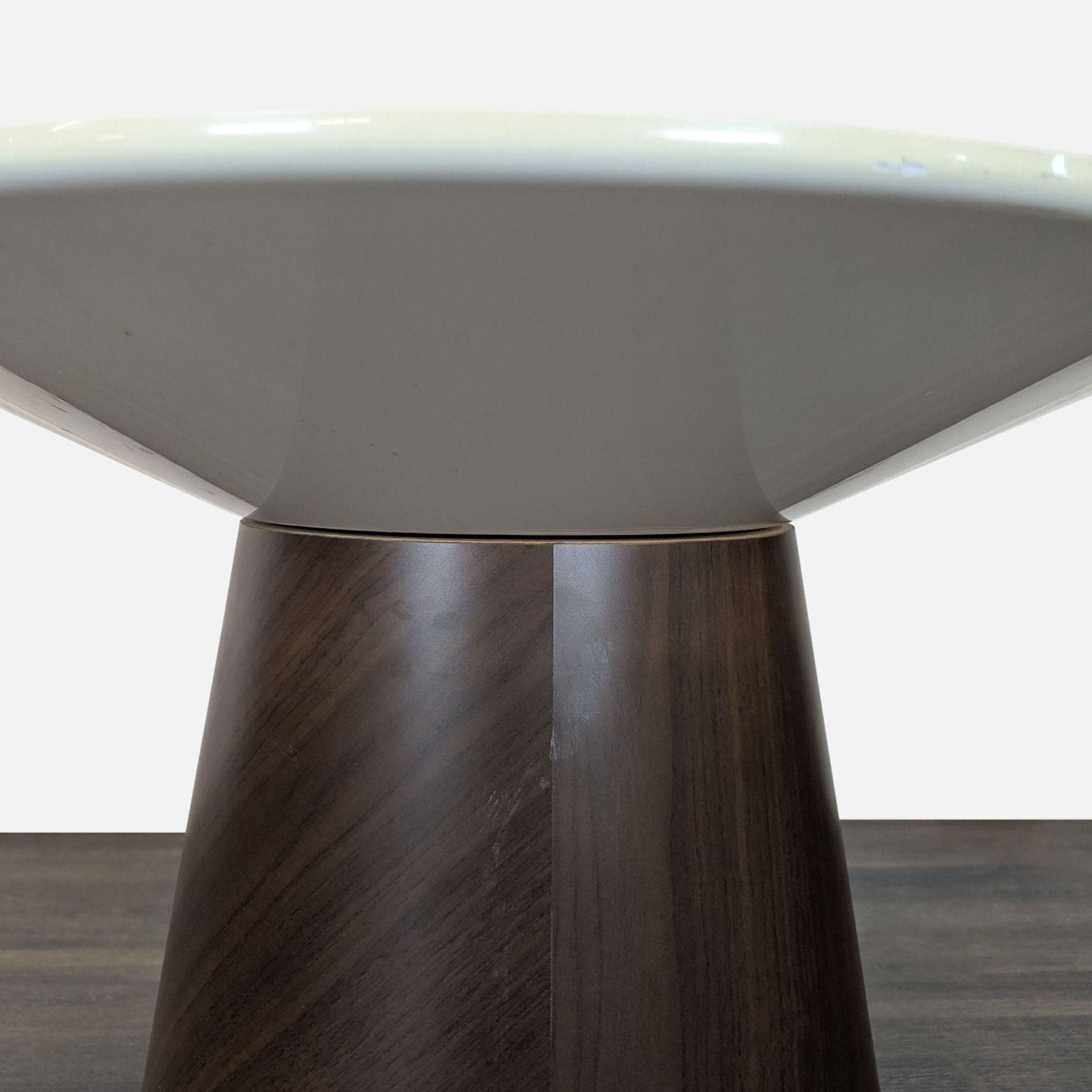 West Elm Glass Top Wood Pedestal End Table - Thumbnail 4
