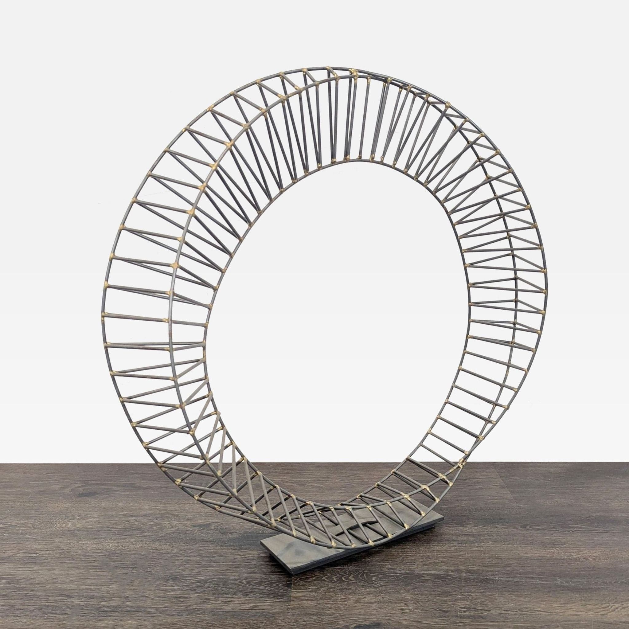 Modern Metal Circular Wire Sculpture for Home or Office Decor - Image 1