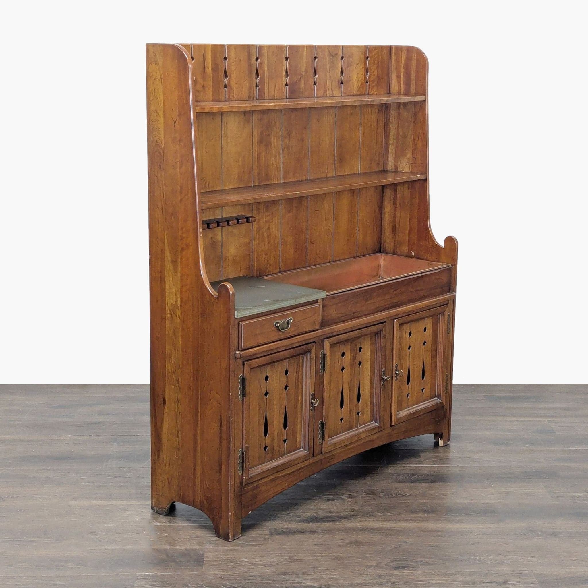 Vintage Link-Taylor Country Cherry Hutch - Thumbnail 9