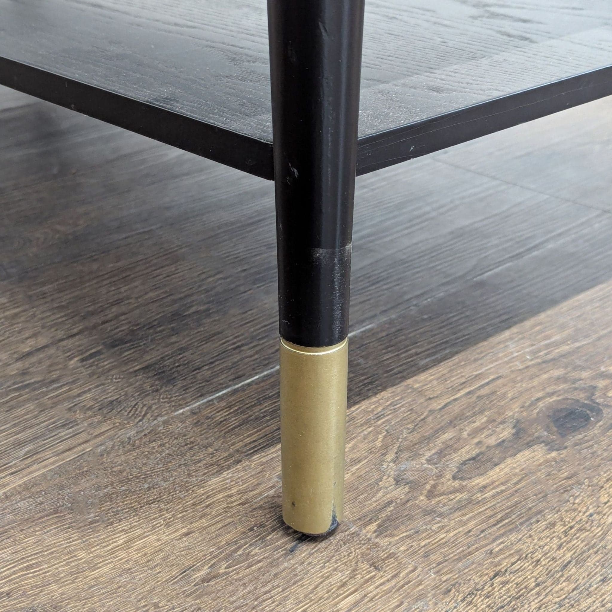 Two Drawer Wood Coffee Table with Marble Top - Thumbnail 6