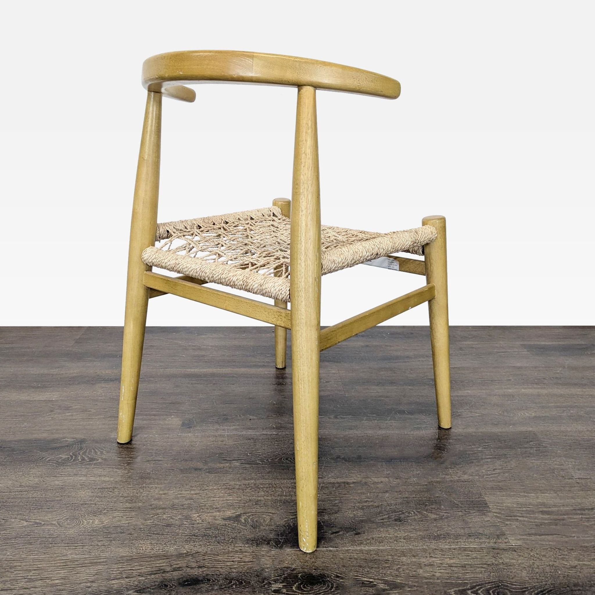 Wood Dining Chair with Woven Rope Seat - Thumbnail 3