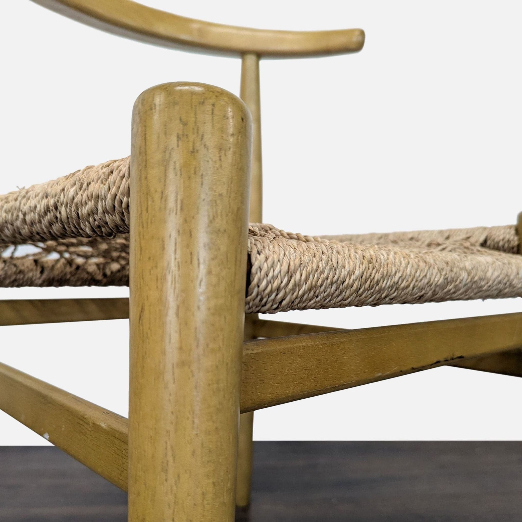 Wood Dining Chair with Woven Rope Seat - Thumbnail 8
