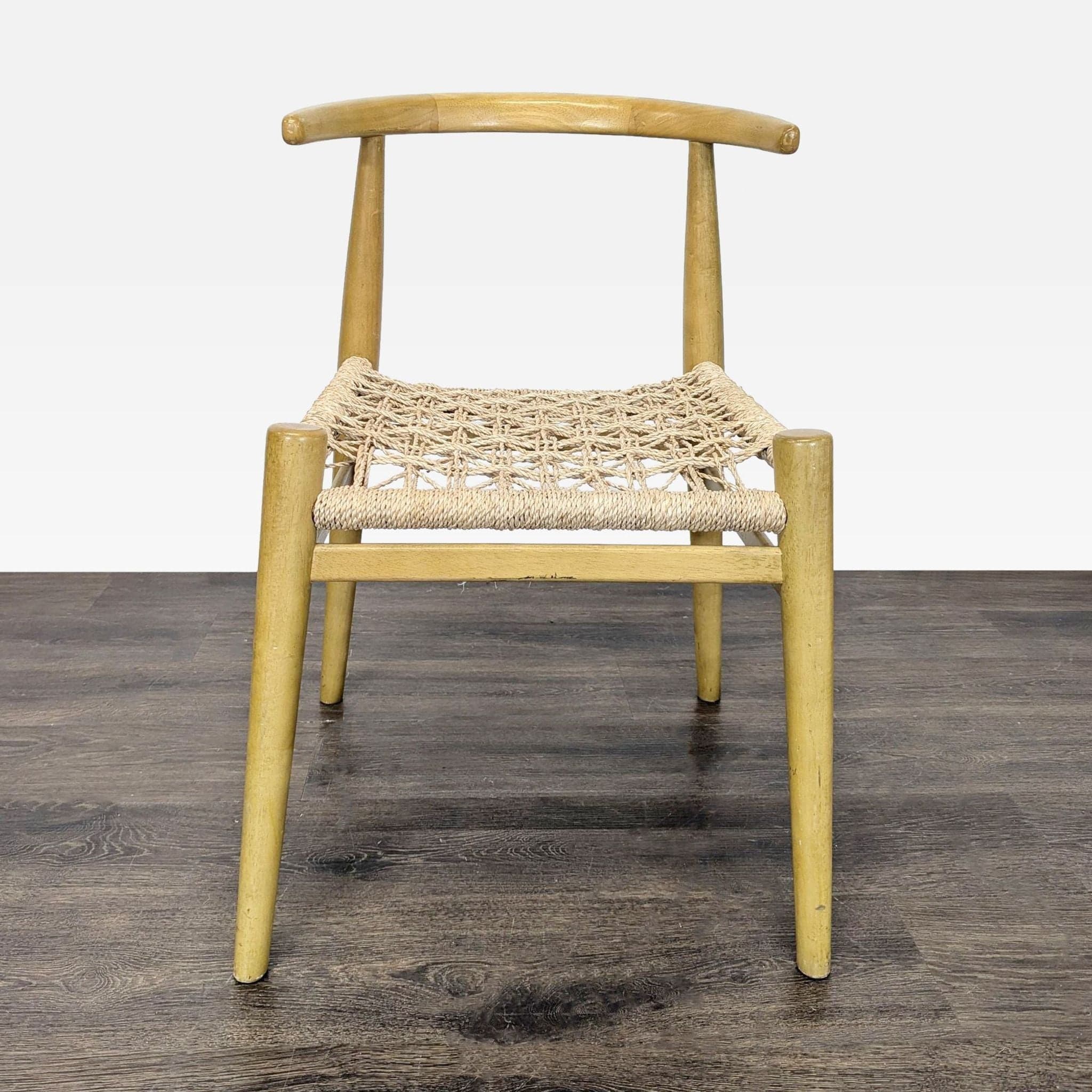 Wood Dining Chair with Woven Rope Seat - Image 1