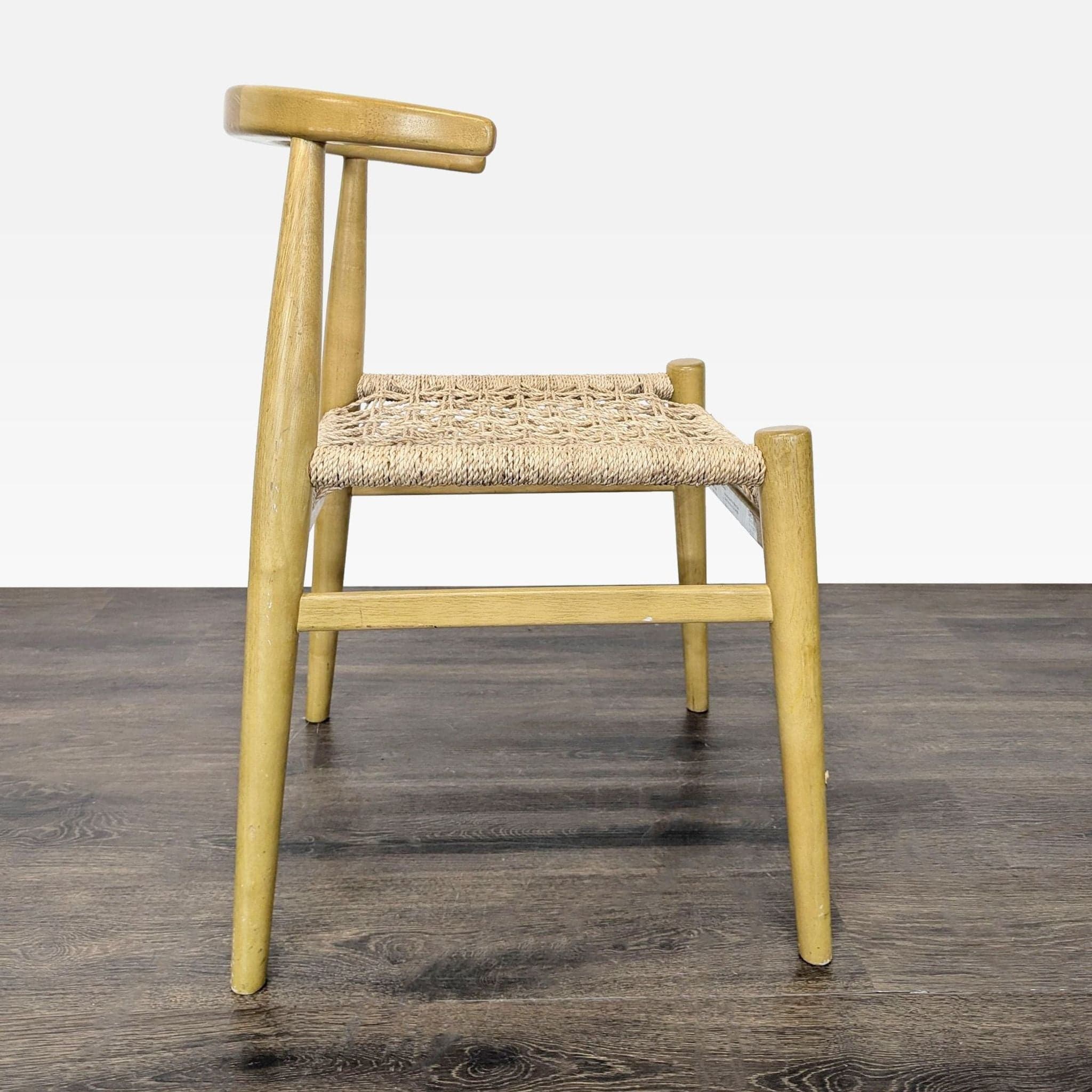 Wood Dining Chair with Woven Rope Seat - Thumbnail 4