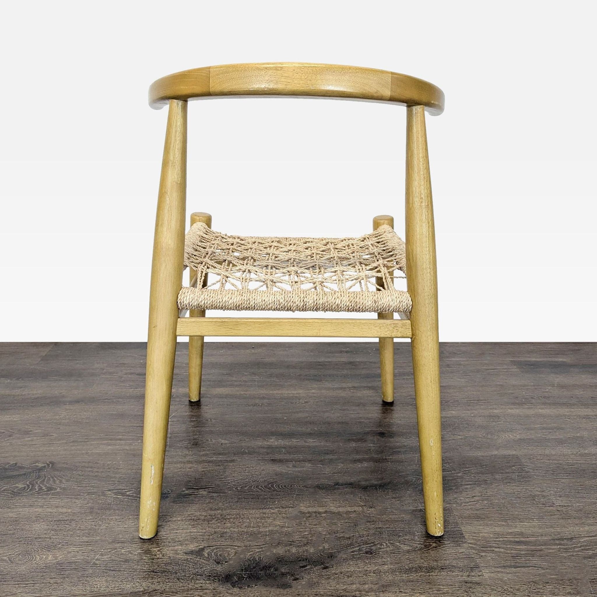 Wood Dining Chair with Woven Rope Seat - Thumbnail 2
