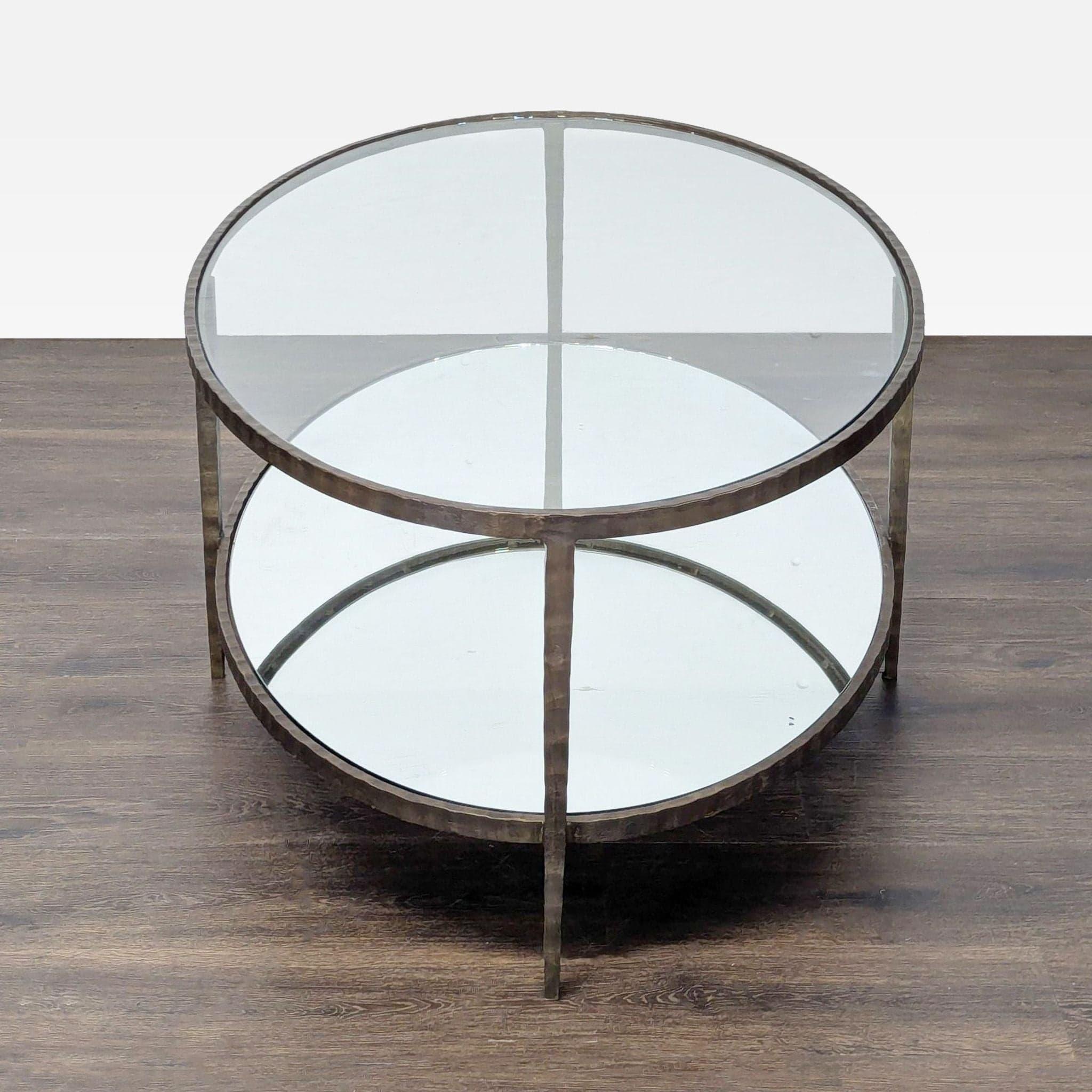 Glass Top Coffee Table with Mirror Shelf - Thumbnail 3
