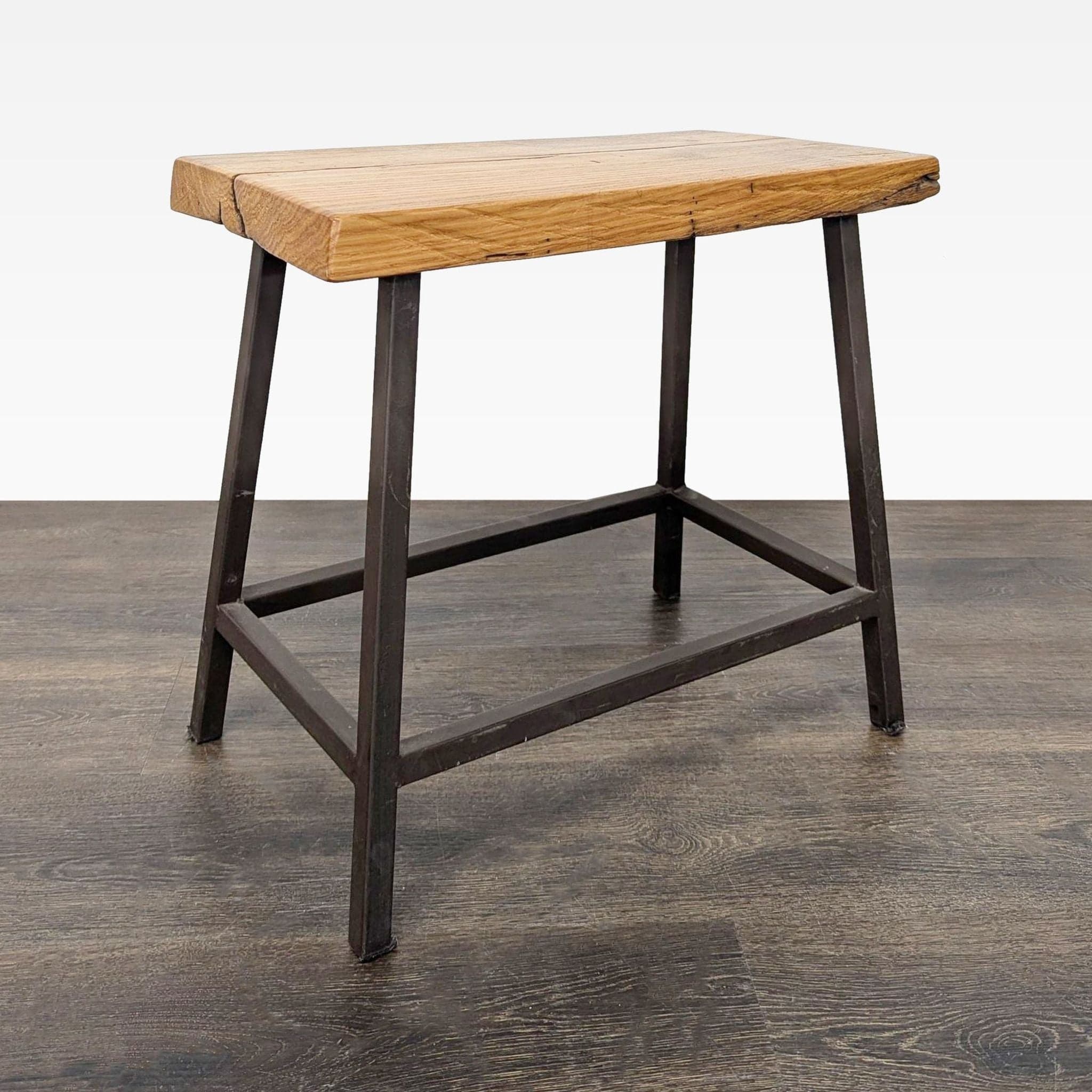 Wood Top Side Table on Metal Base - Thumbnail 5