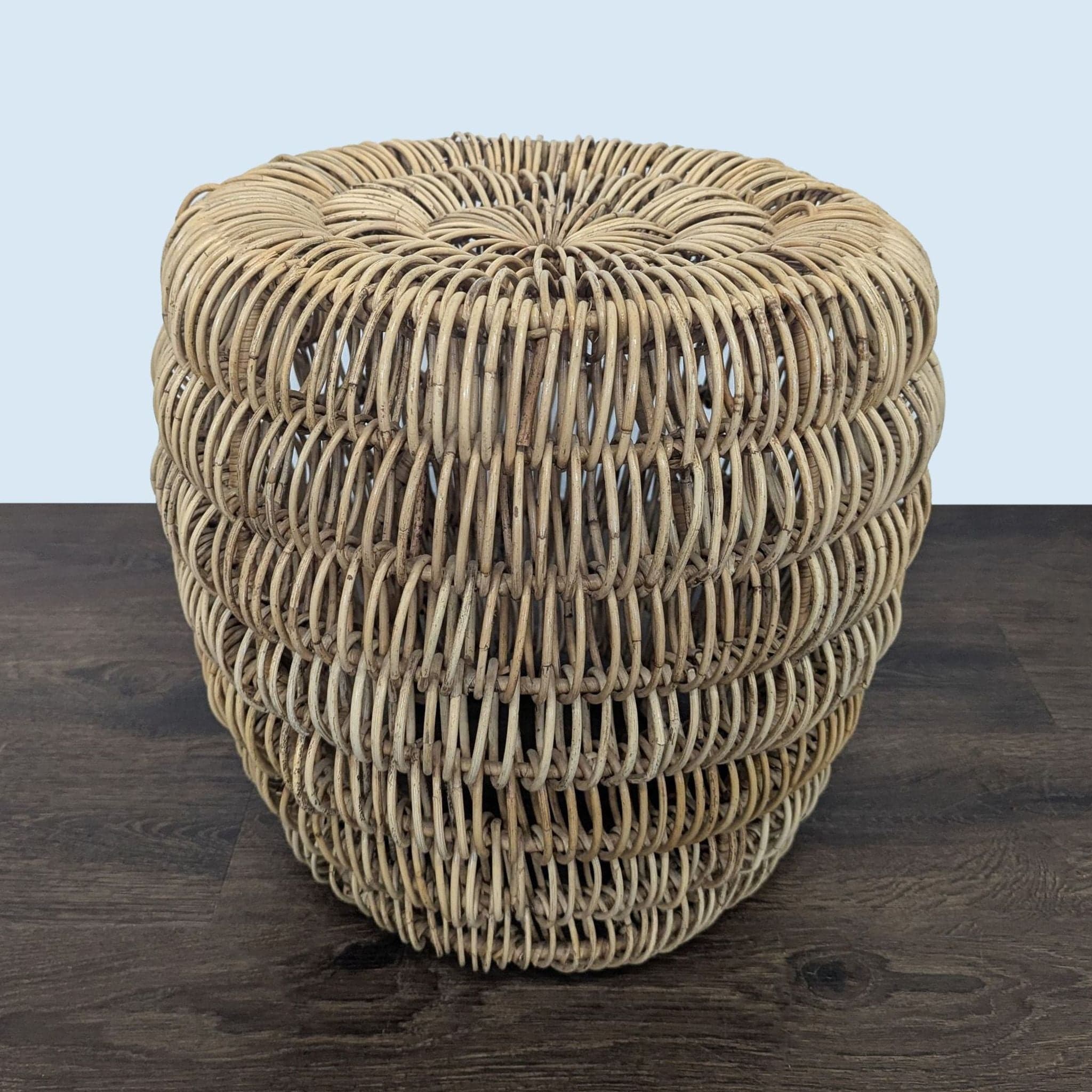 Pair of Woven Rattan Accent Tables - Thumbnail 3
