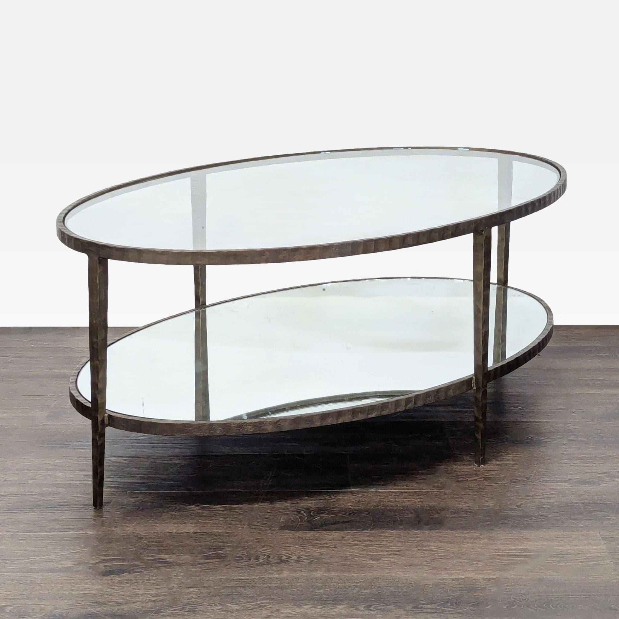 Glass Top Coffee Table with Mirror Shelf - Thumbnail 2
